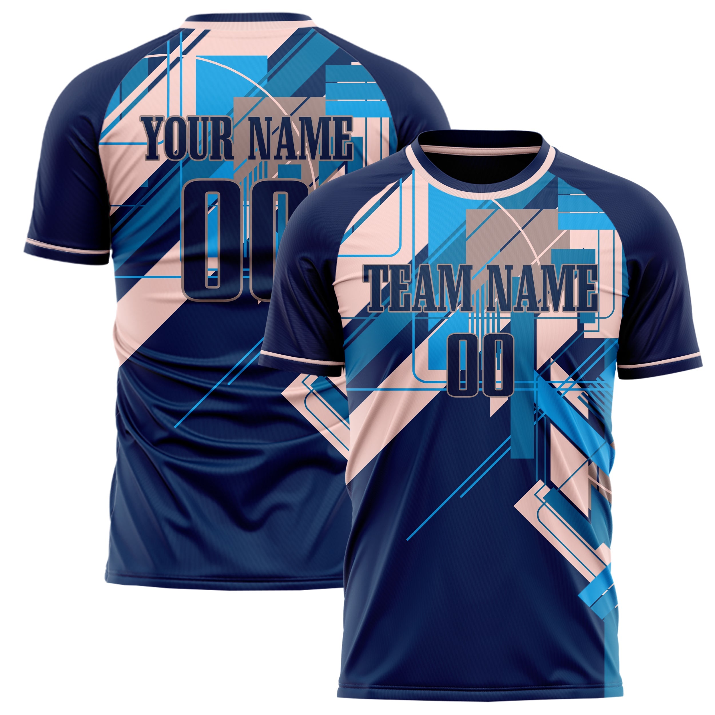 Custom Navy Pink Pattern Soccer Jersey