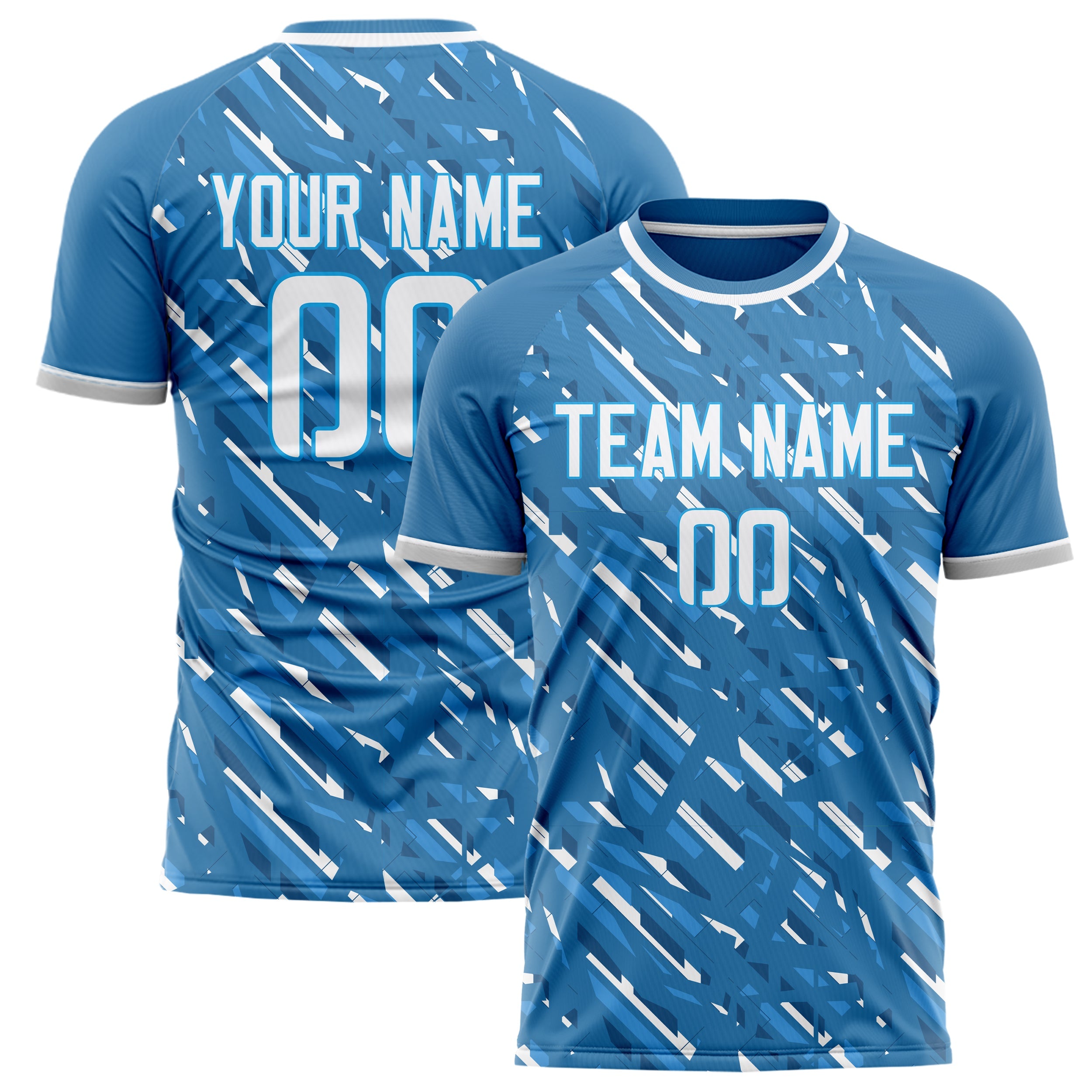 Custom Blue White Pattern Soccer Jersey