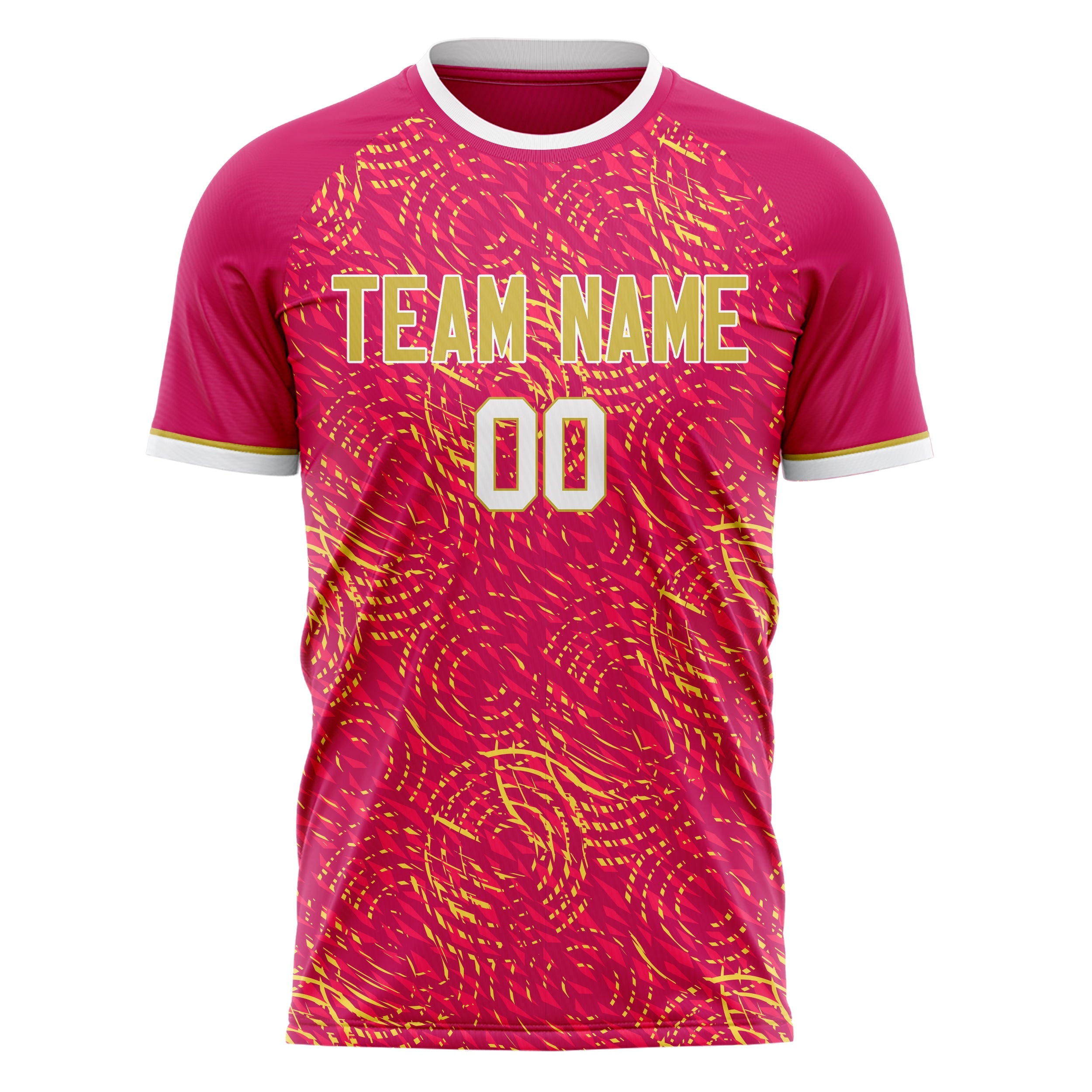 Custom Pink Gold Pattern Soccer Jersey