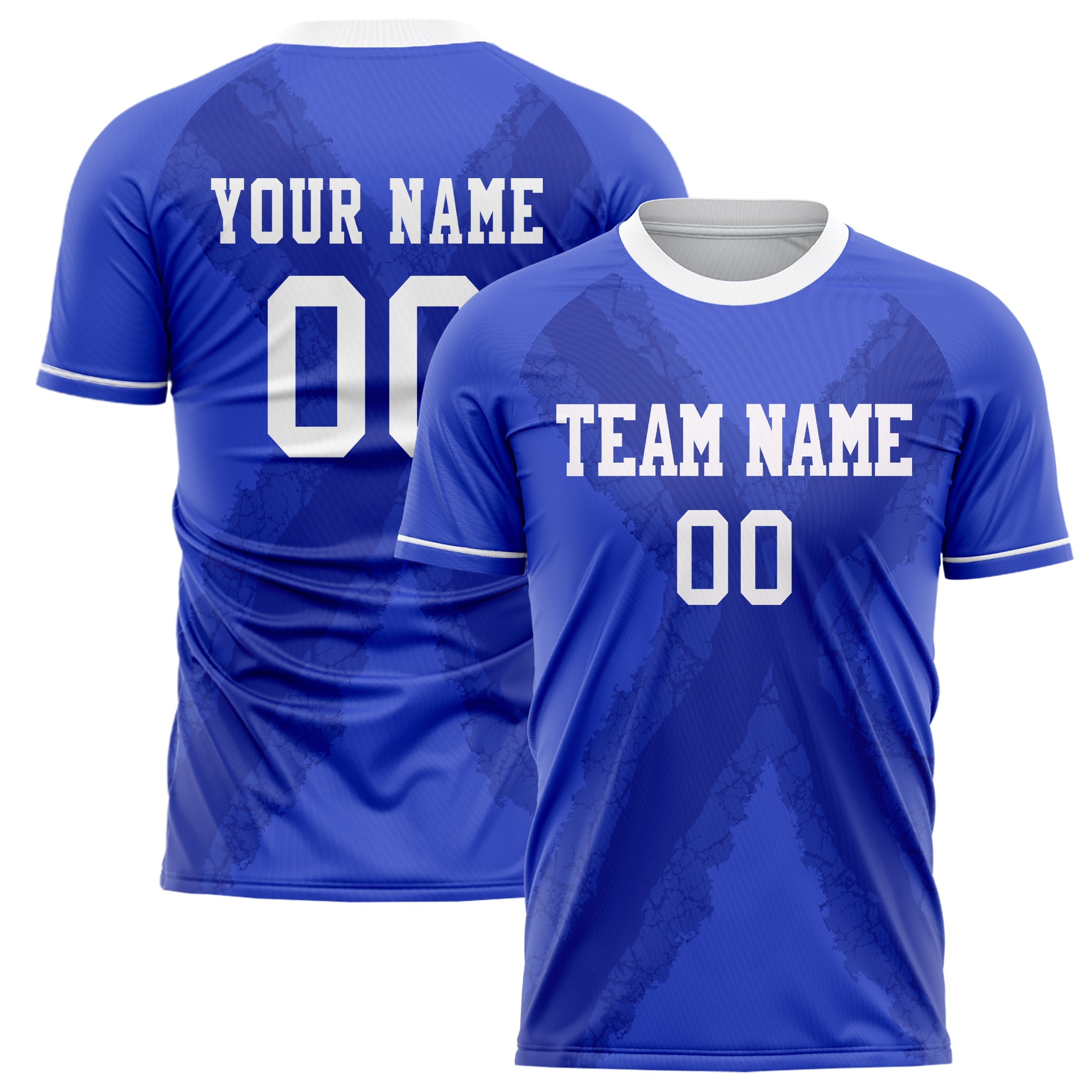 Custom Blue White Pattern Soccer Jersey