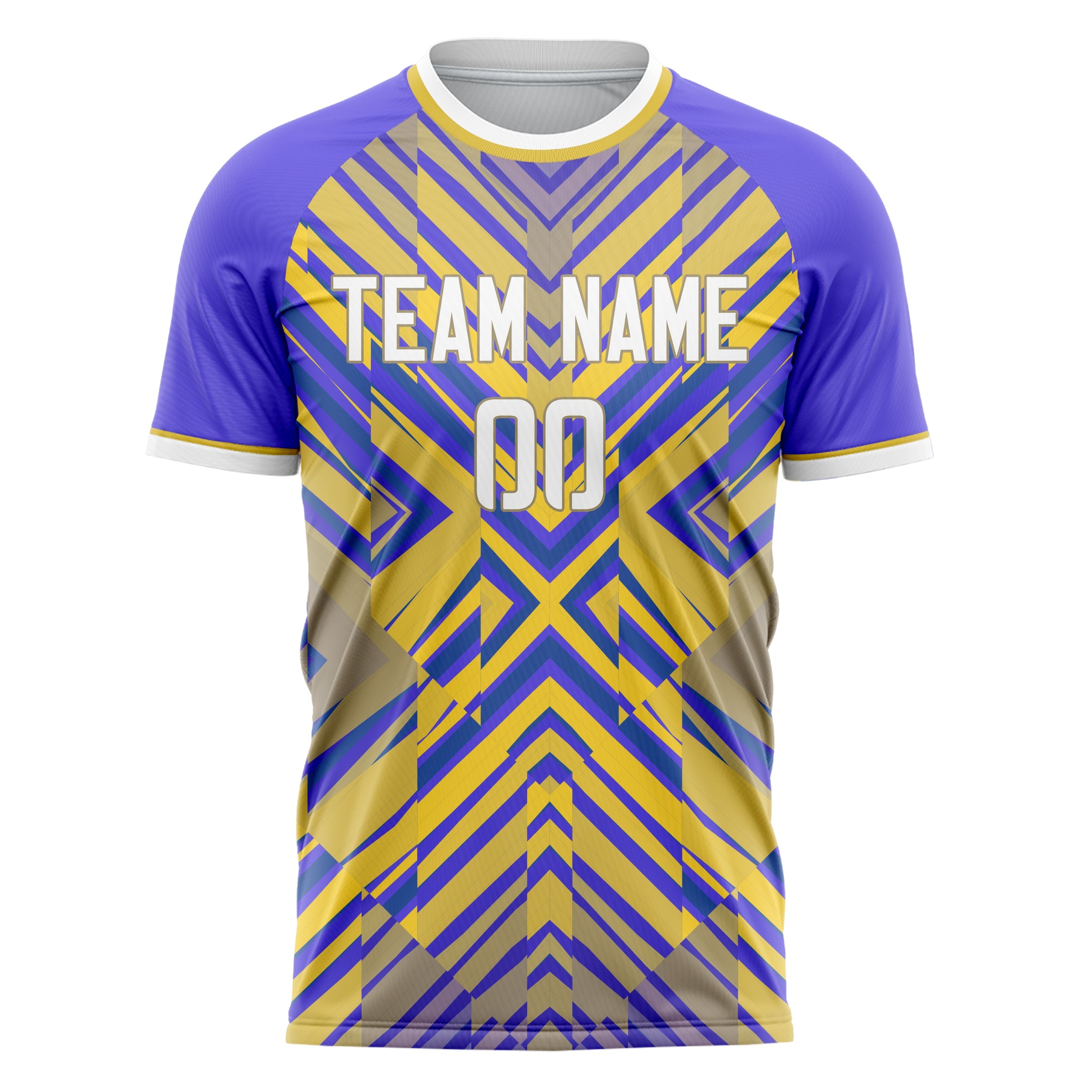 Custom Yellow Purple Pattern Soccer Jersey