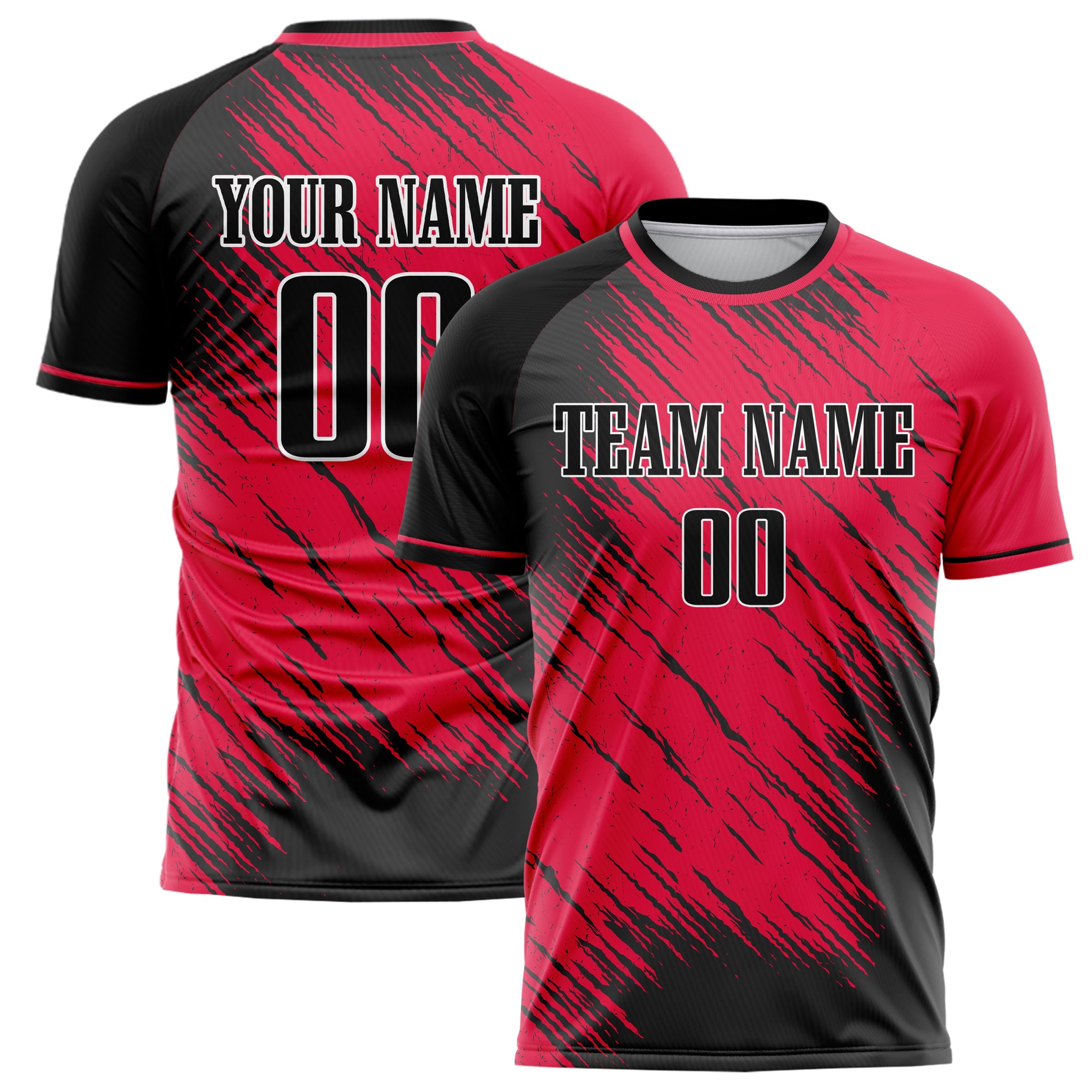 Custom Red Black Pattern Soccer Jersey