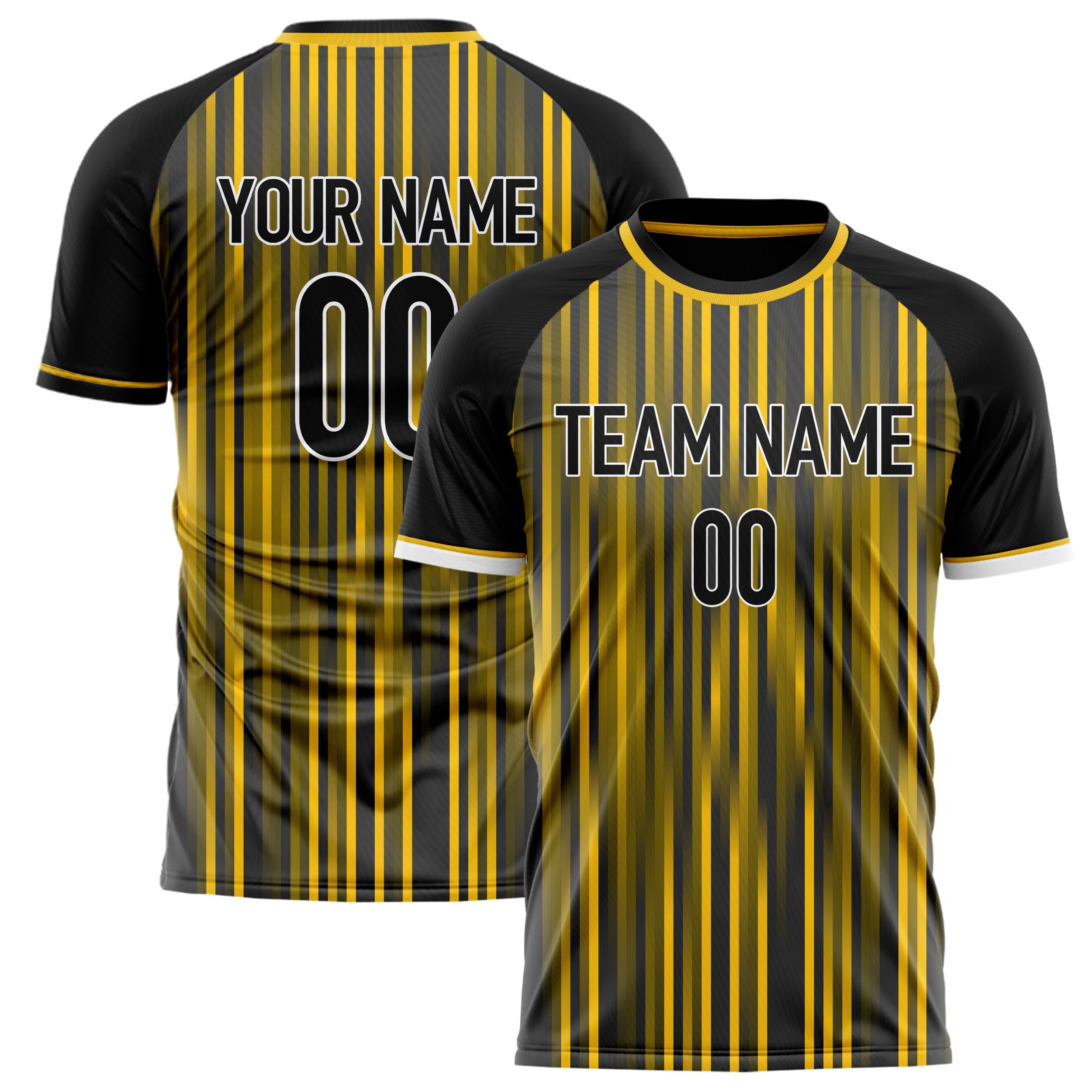 Custom Gold Black Pattern Soccer Jersey