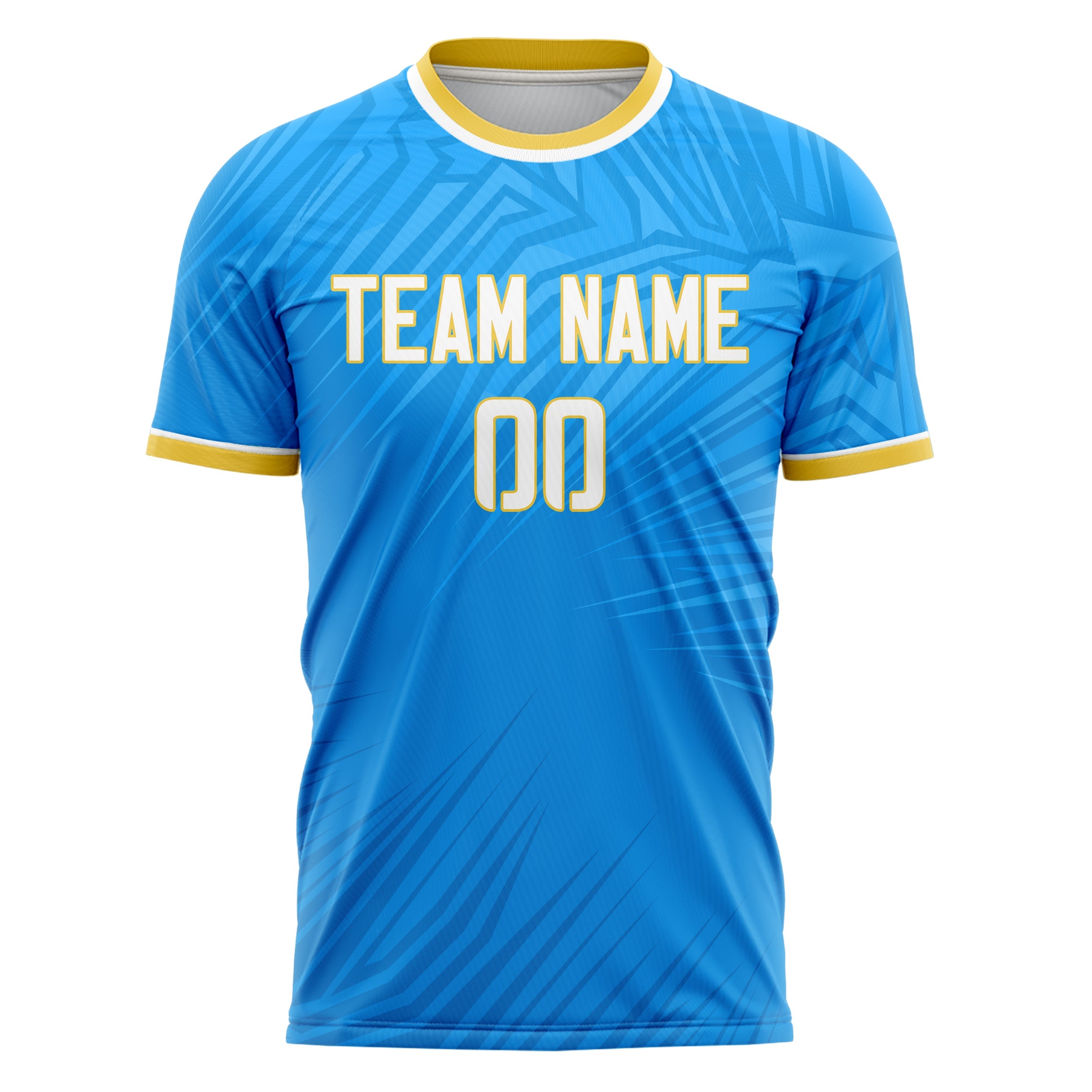 Custom Blue Gold Pattern Soccer Jersey