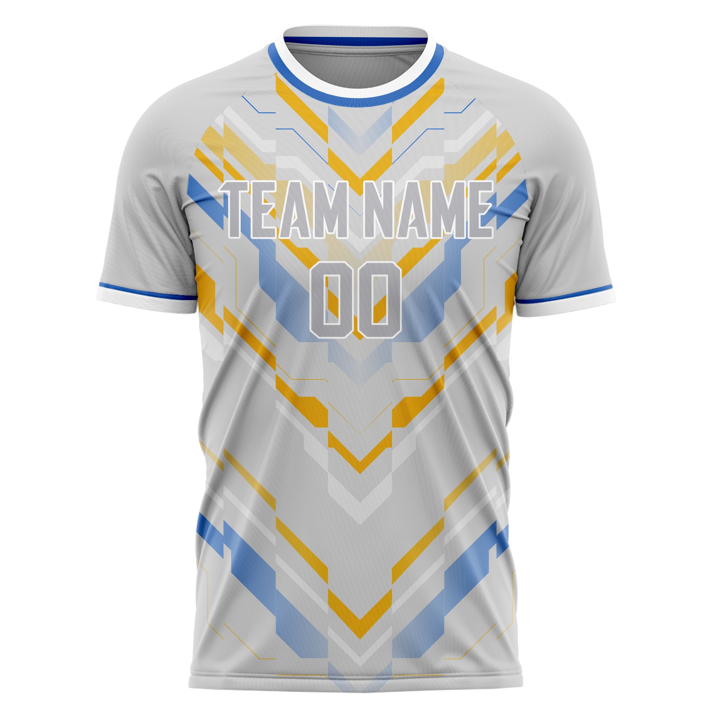 Custom Gray Gold Pattern Soccer Jersey