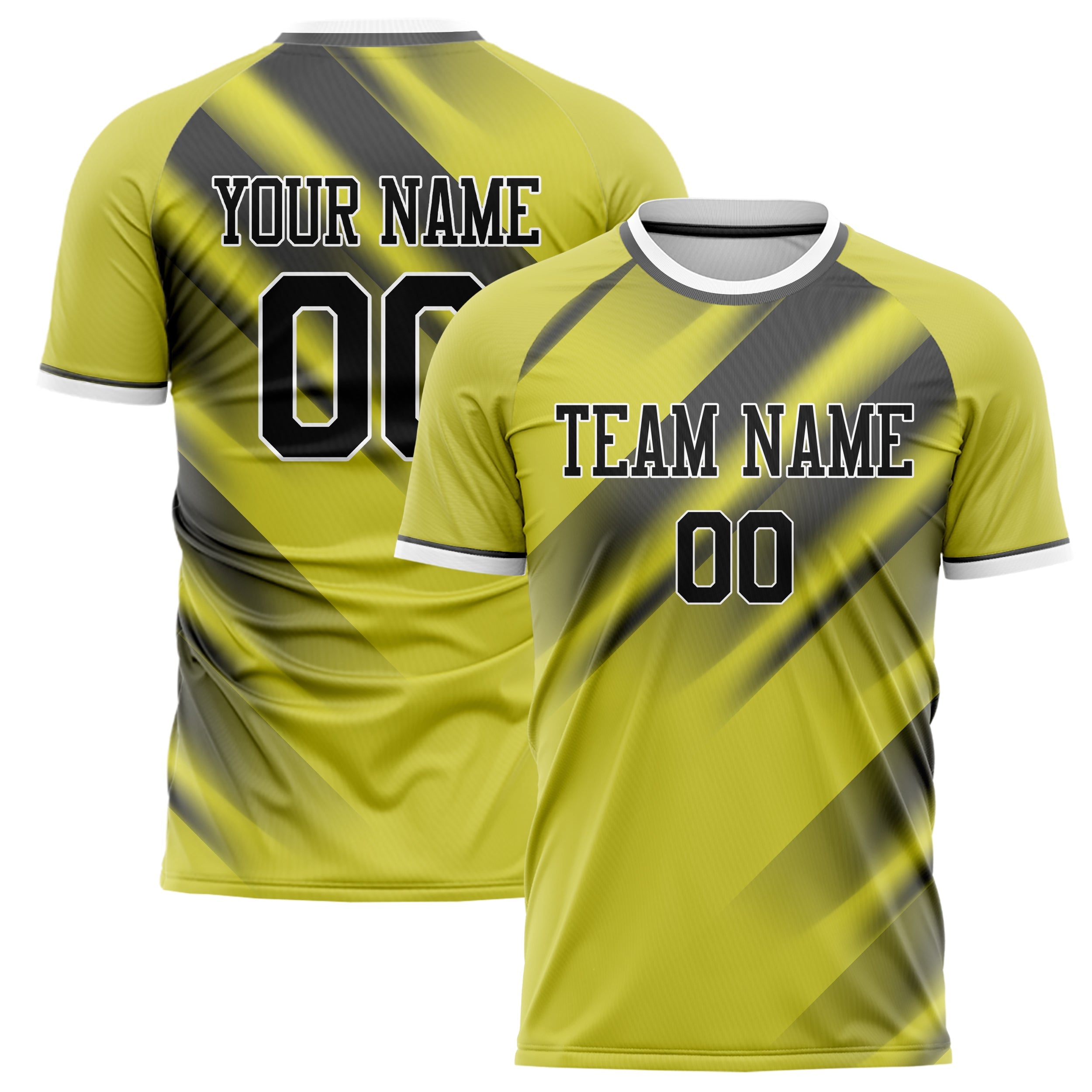 Custom Yellow Gray Pattern Soccer Jersey