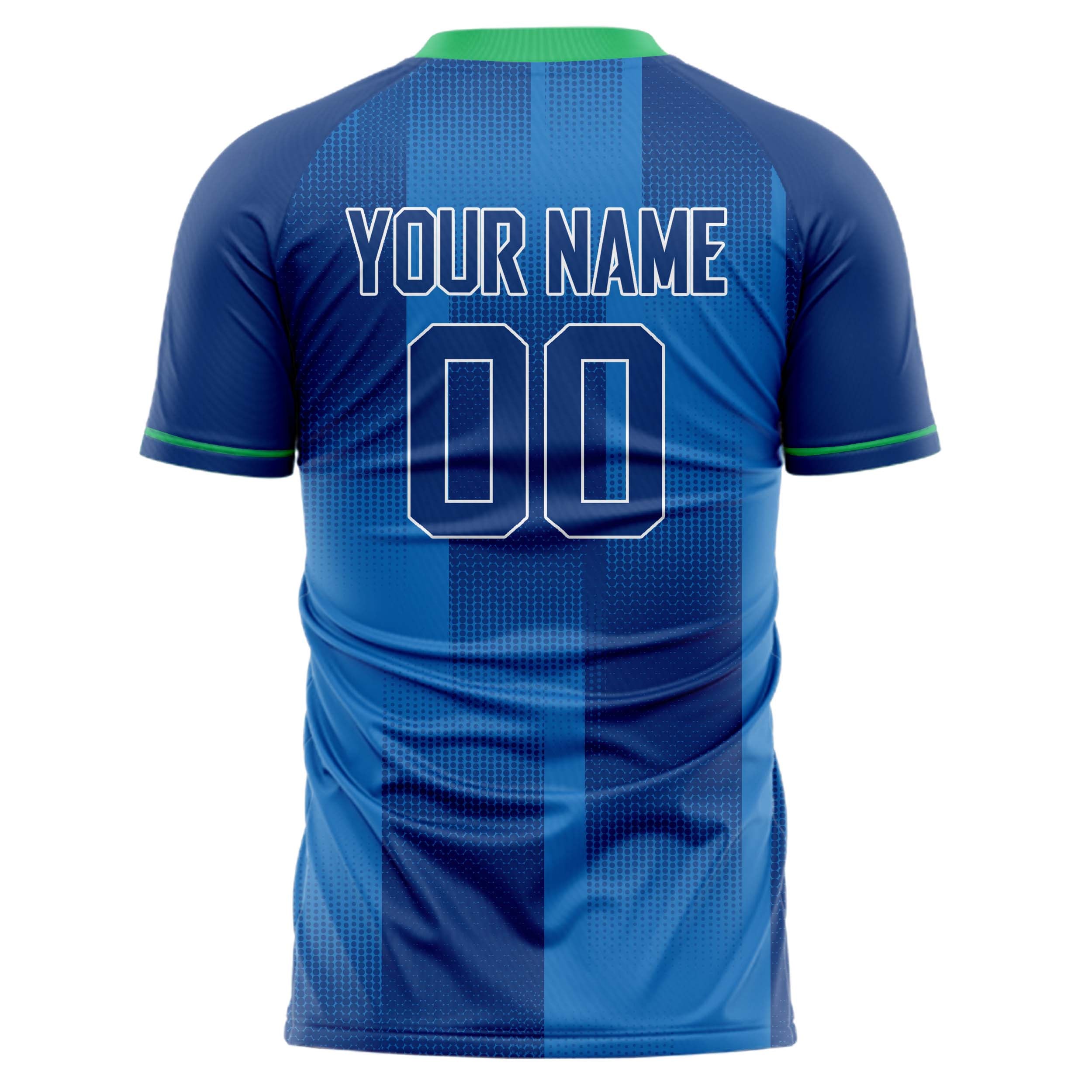Custom Blue Green Pattern Soccer Jersey