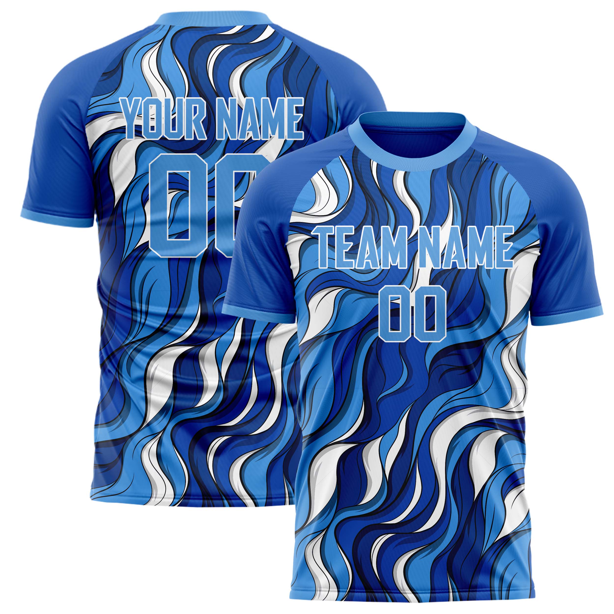 Custom Blue White Pattern Soccer Jersey