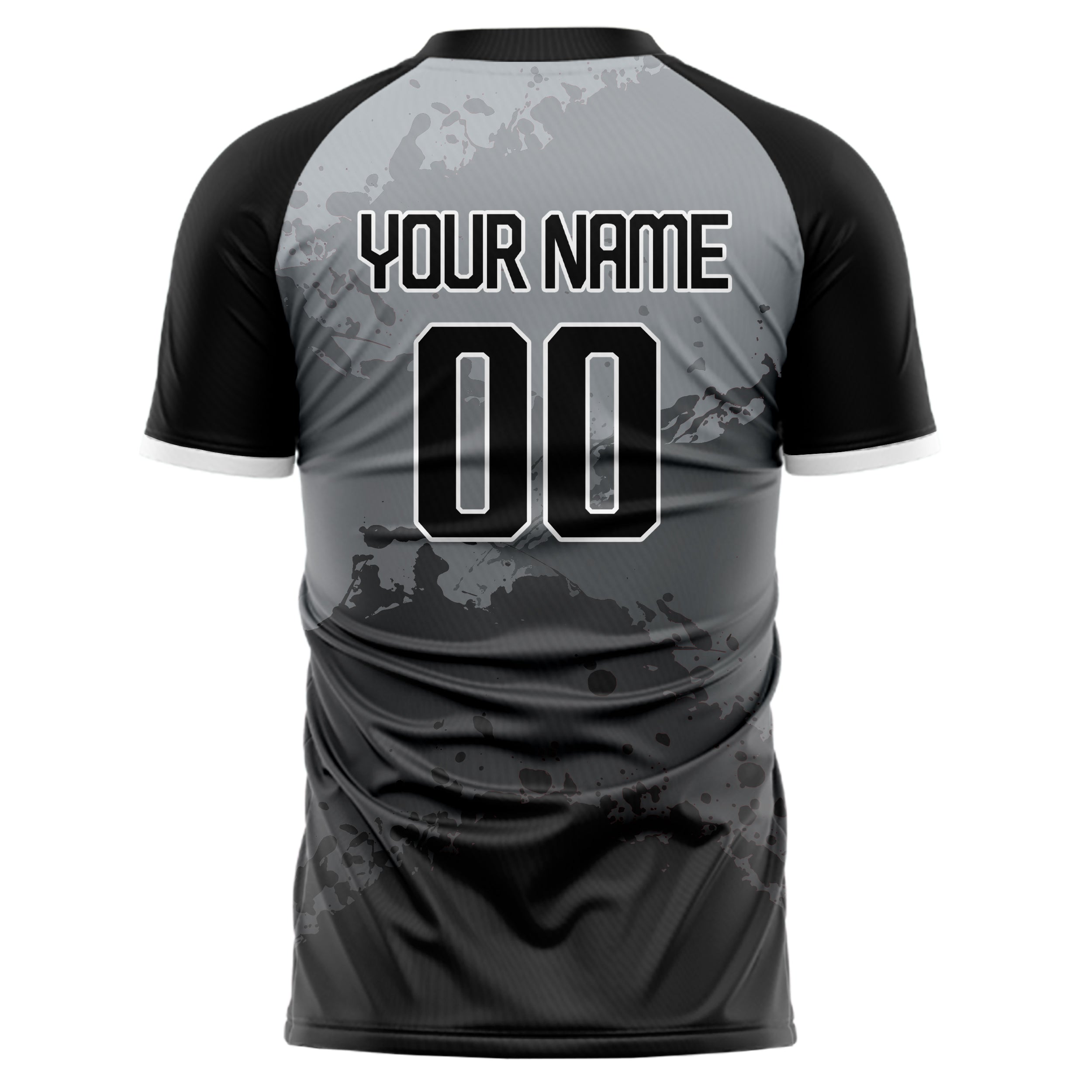 Custom Black Gray Pattern Soccer Jersey
