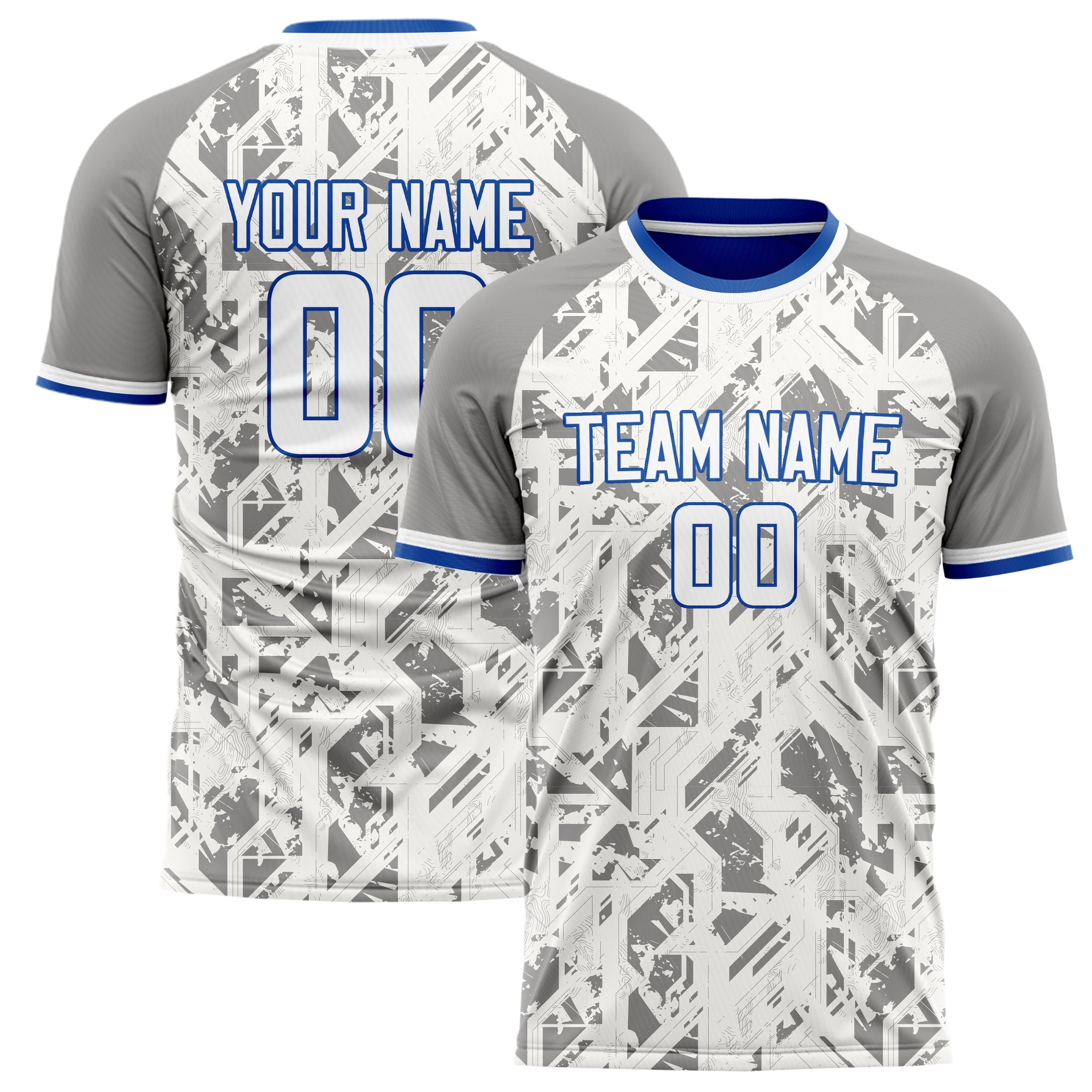 Custom White Gray Pattern Soccer Jersey