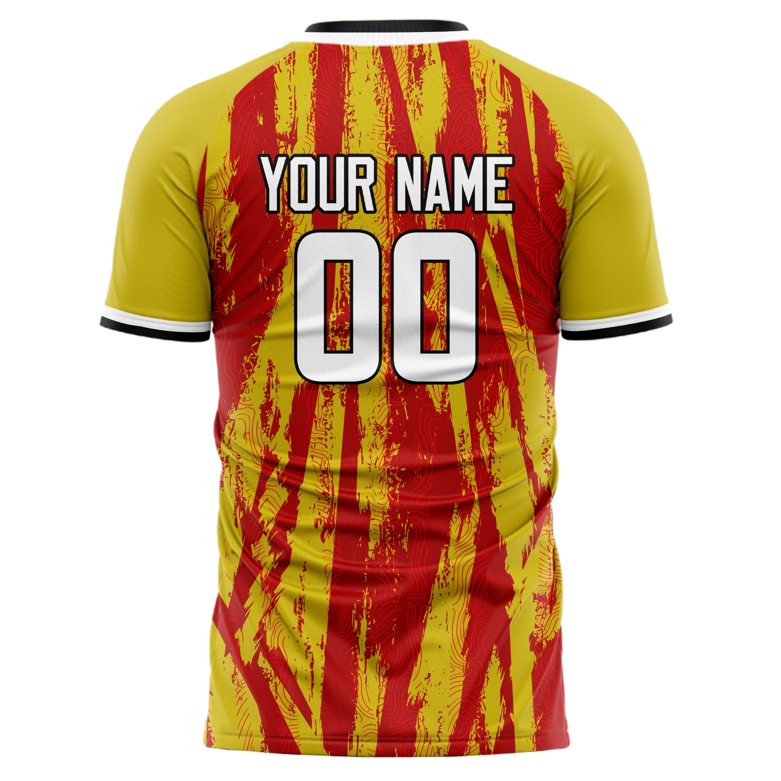 Custom Gold Red Pattern Soccer Jersey