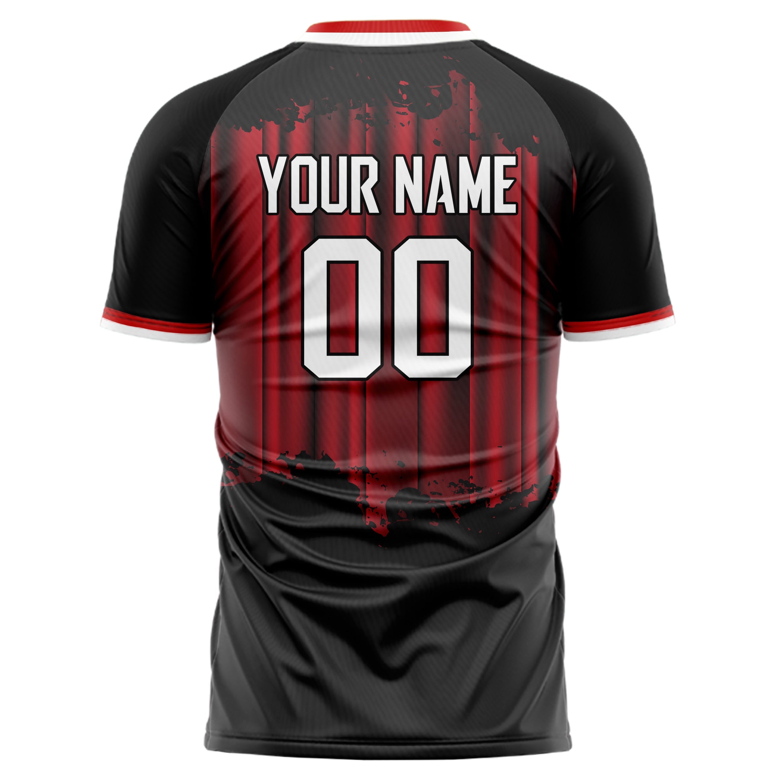 Custom Black Red Pattern Soccer Jersey