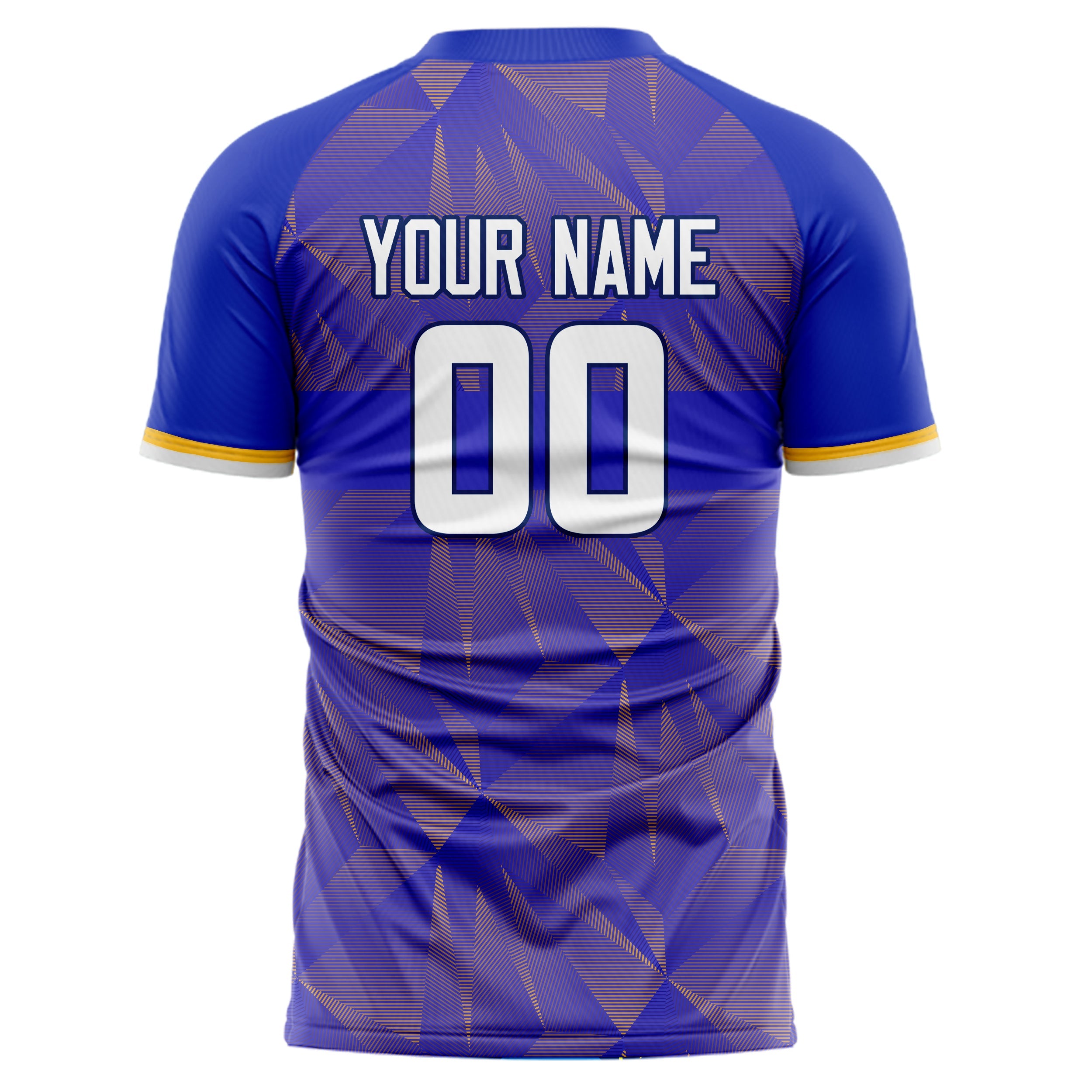 Custom Blue Gold Pattern Soccer Jersey