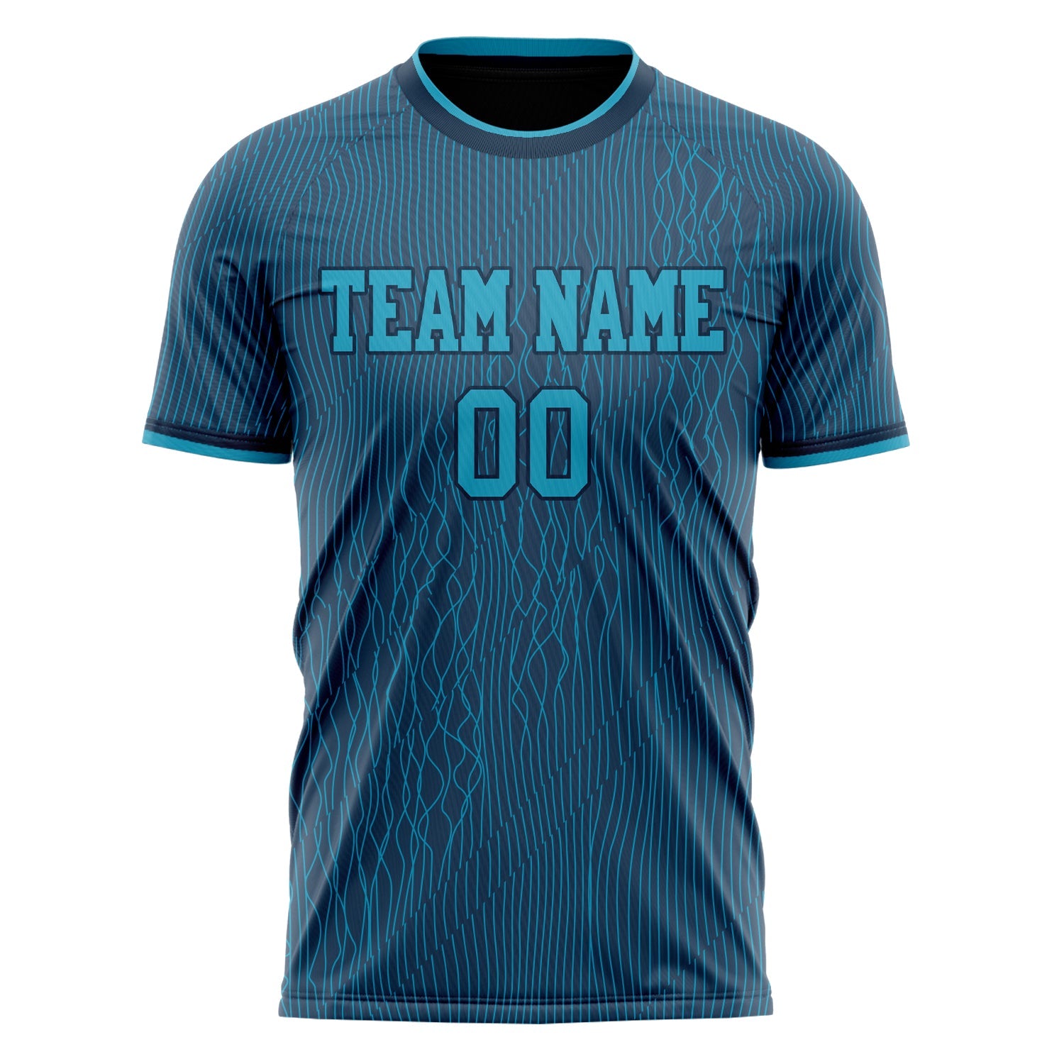 Custom Navy Black Pattern Soccer Jersey