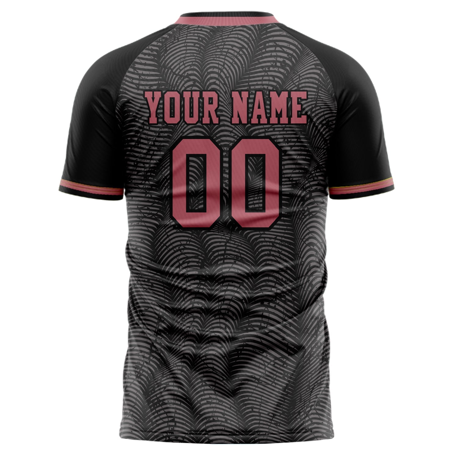 Custom Black Pink Pattern Soccer Jersey