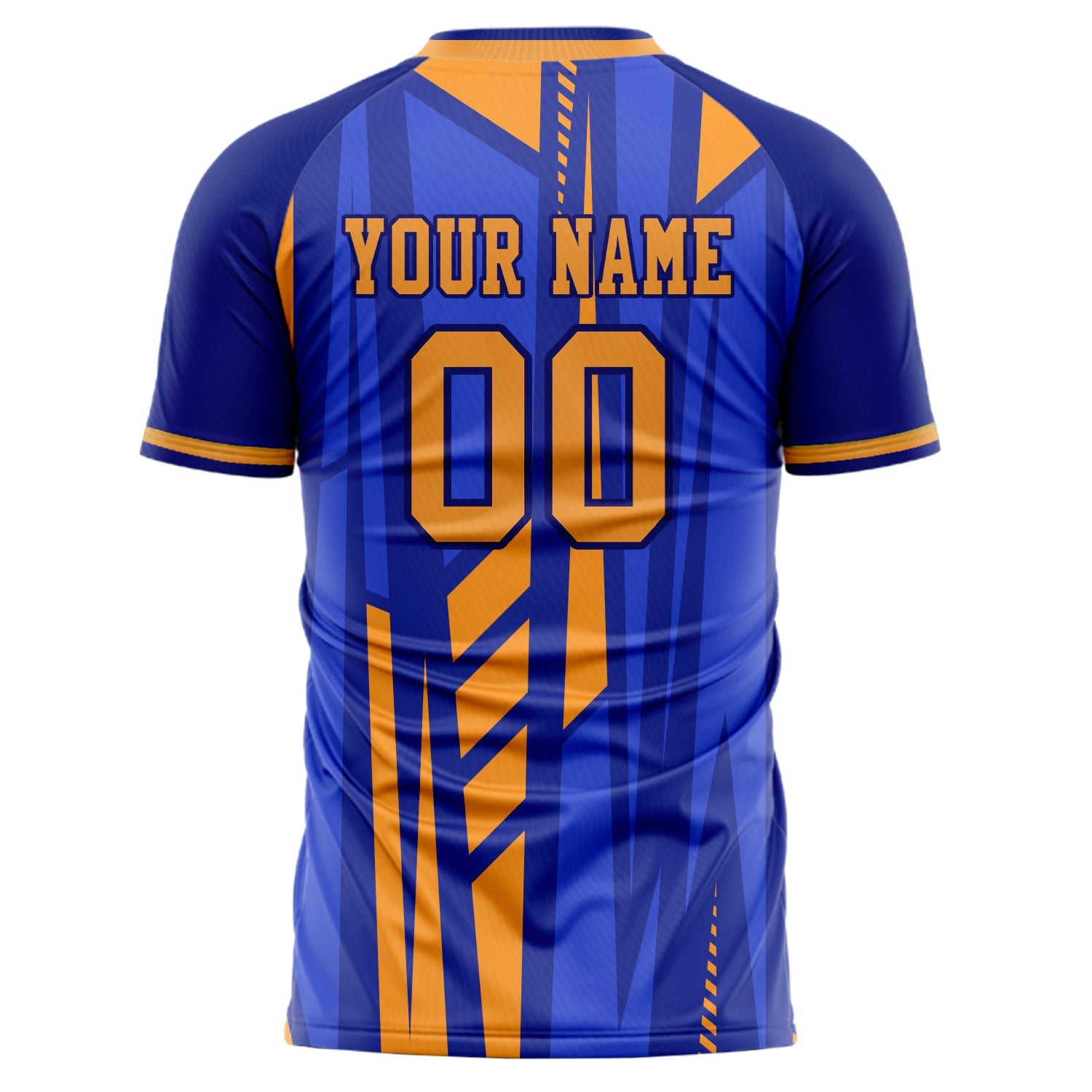 Custom Blue Gold Pattern Soccer Jersey