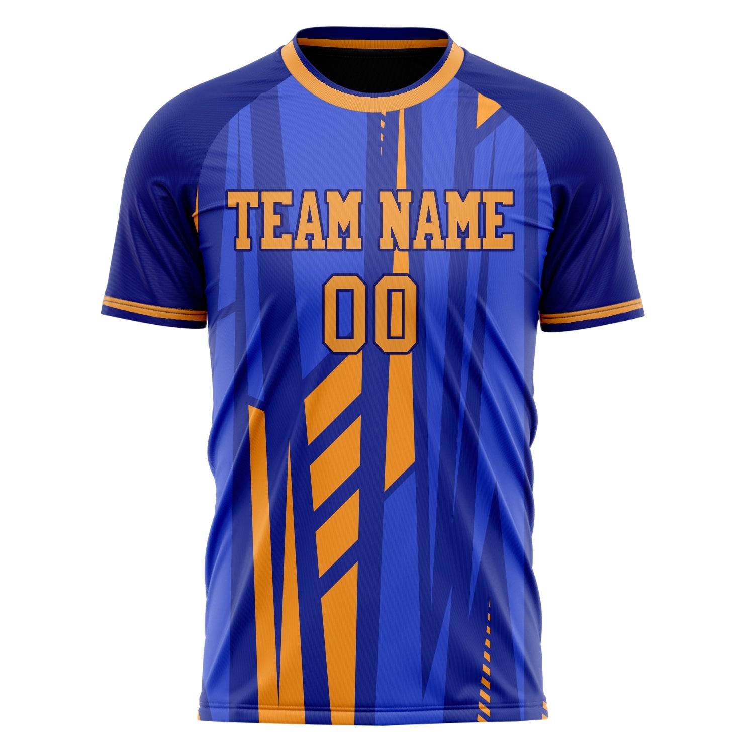 Custom Blue Gold Pattern Soccer Jersey