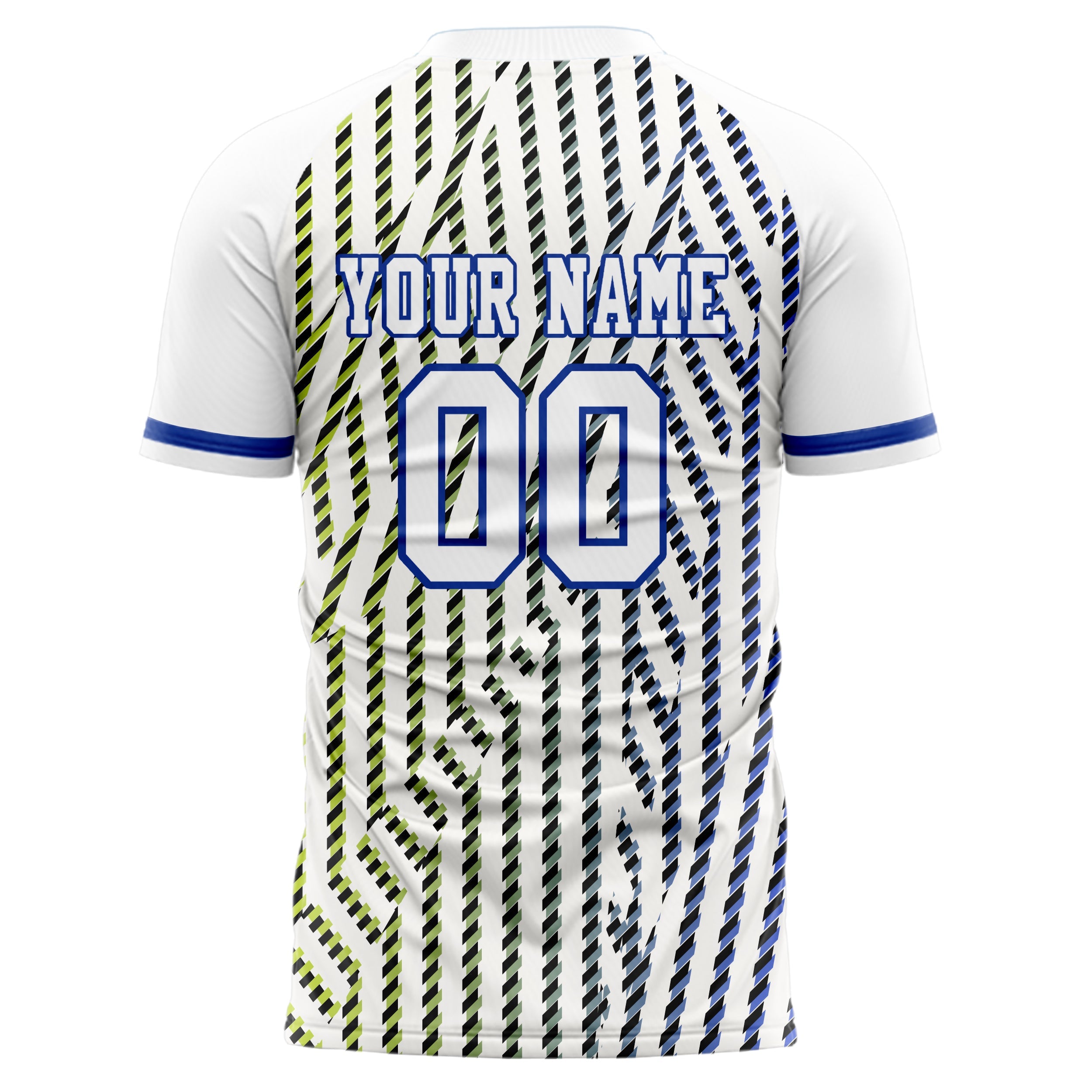 Custom White Blue Pattern Soccer Jersey