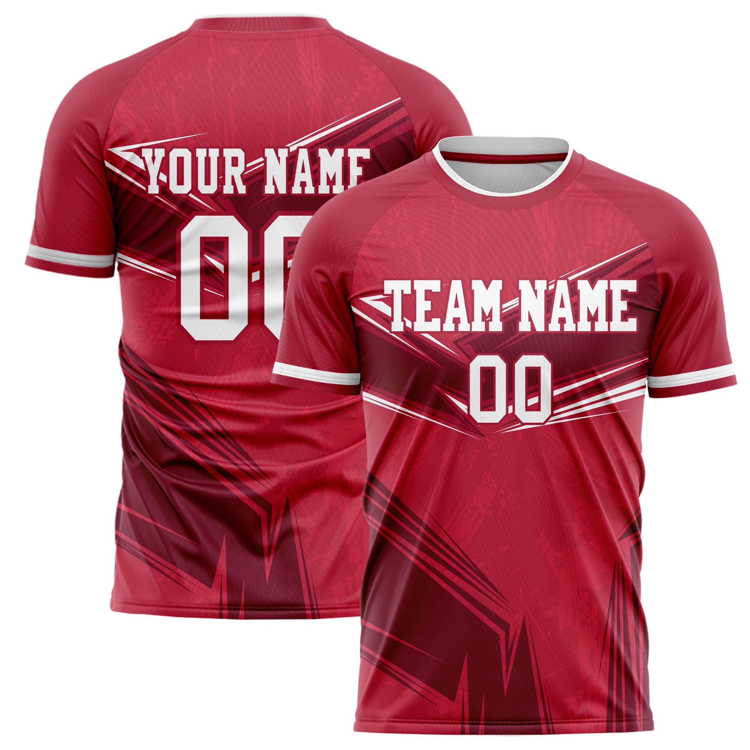 Custom Red White Pattern Soccer Jersey