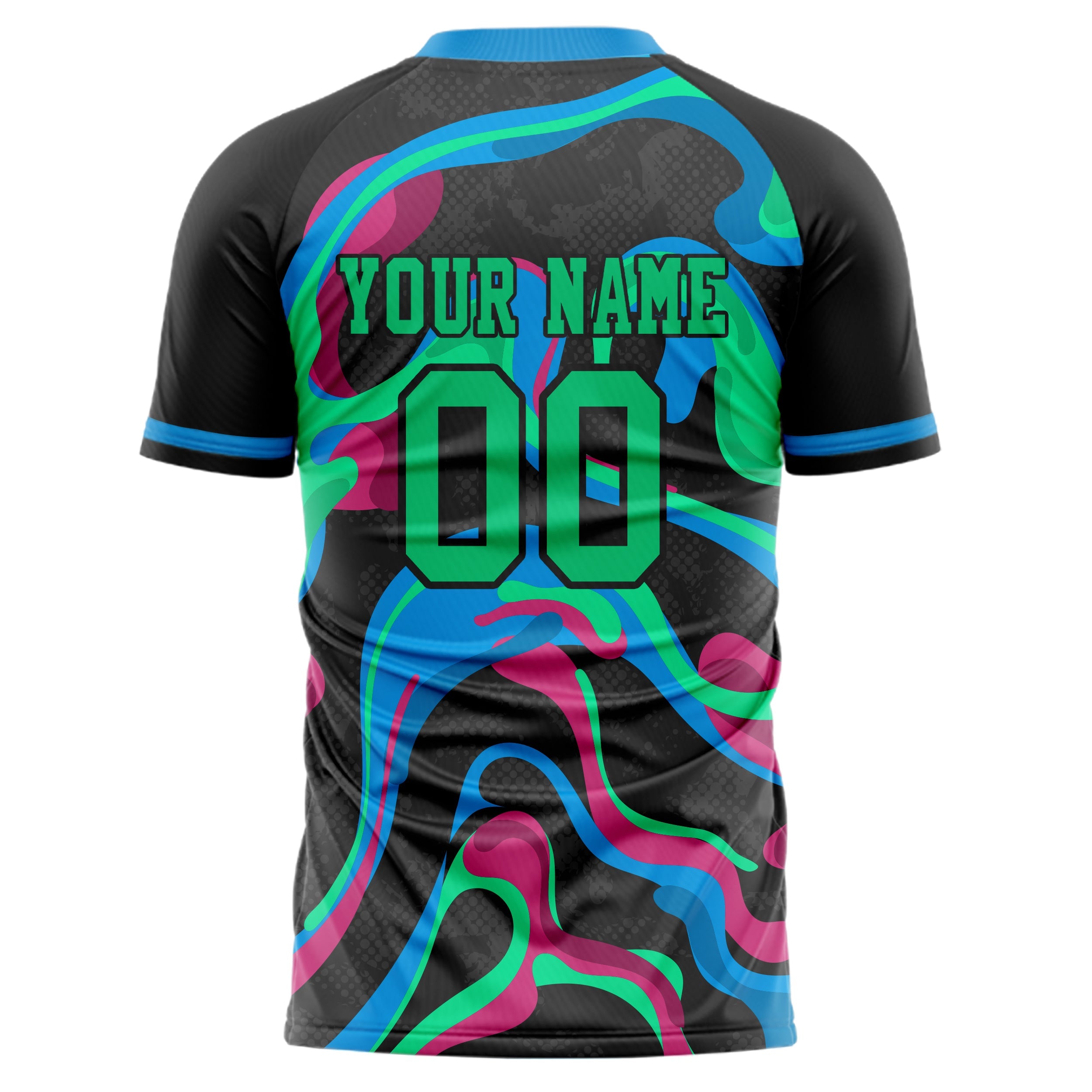 Custom Black Kelly Green Pattern Soccer Jersey