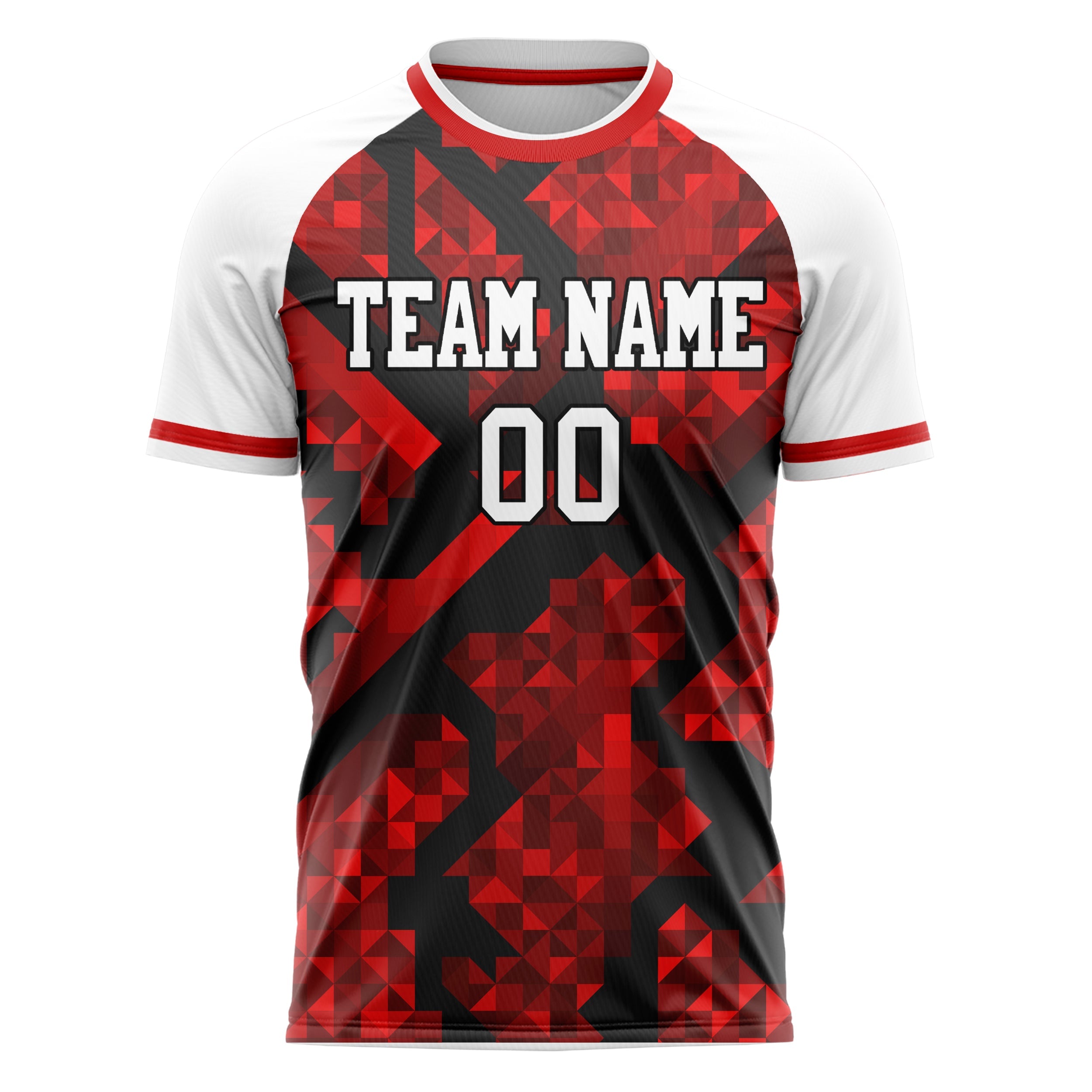 Custom Red White Pattern Soccer Jersey
