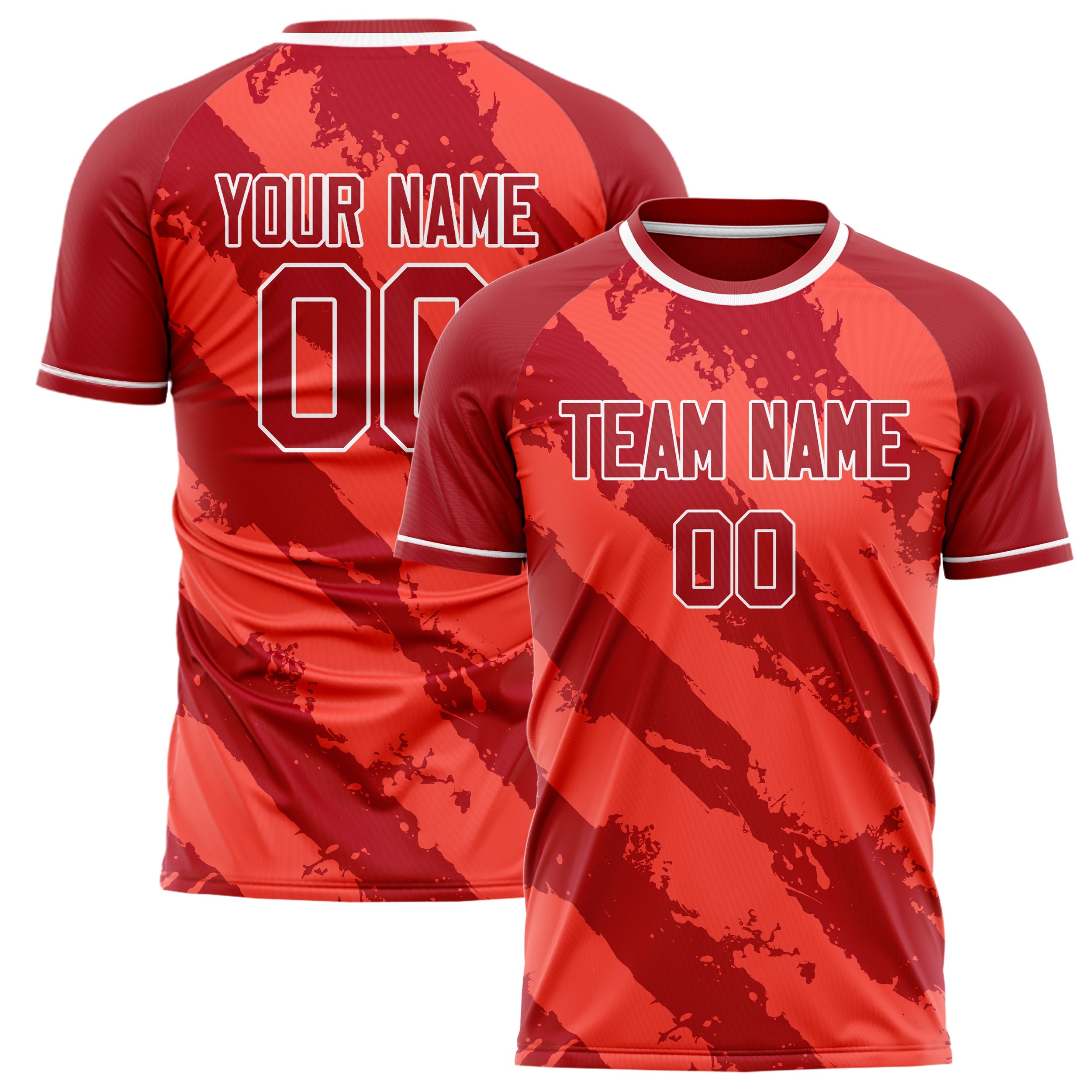 Custom Red White Pattern Soccer Jersey