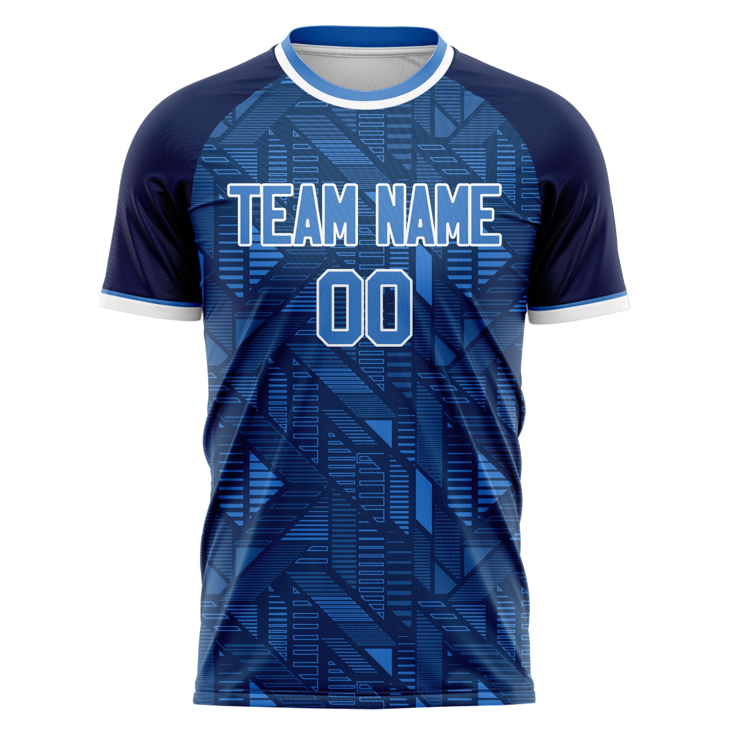Custom Navy White Pattern Soccer Jersey
