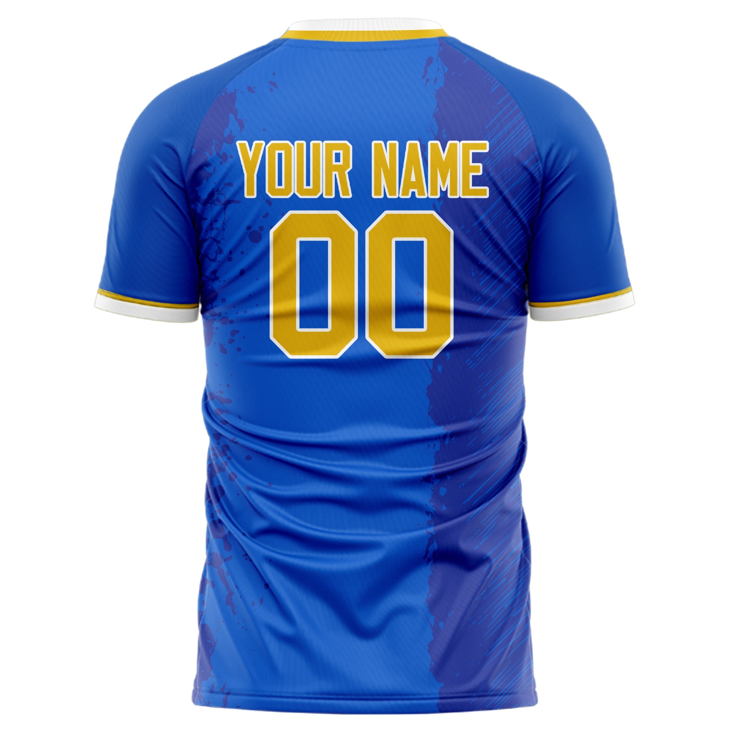 Custom Blue Gold Pattern Soccer Jersey