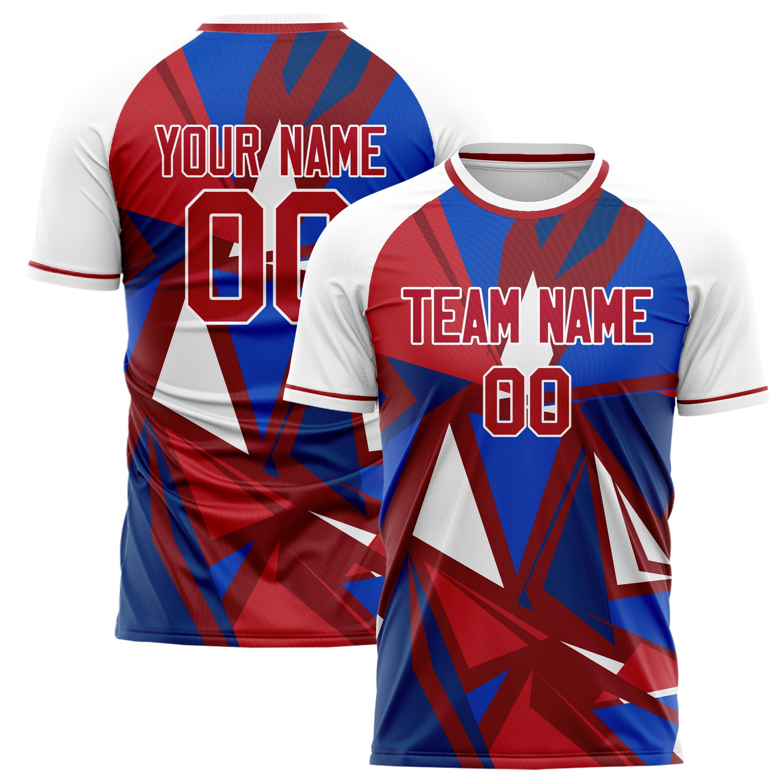 Custom Red White Pattern Soccer Jersey