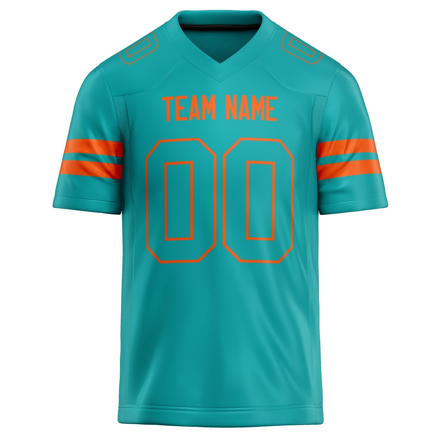 Custom Aqua Orange Solid Colour Football Jersey