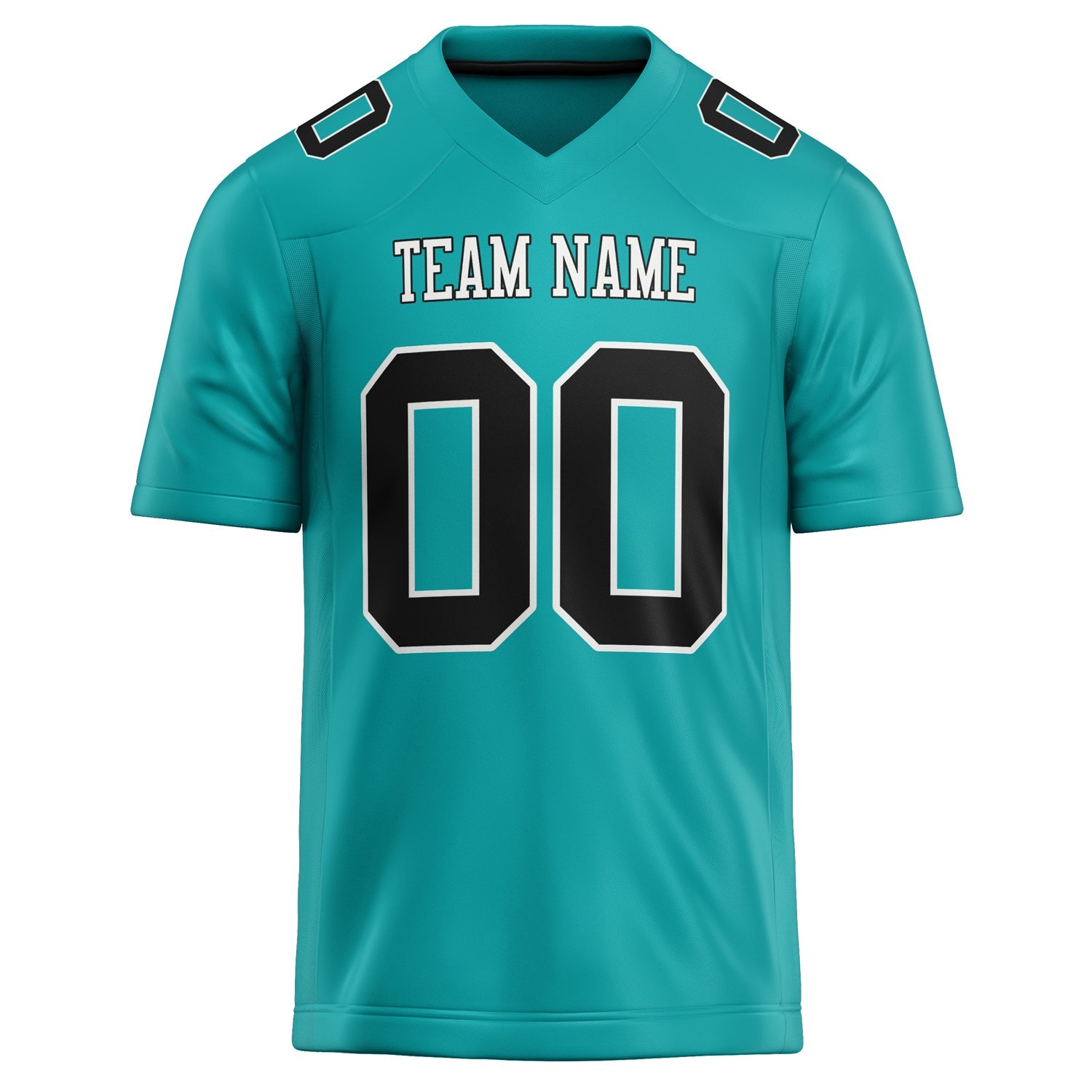 Custom Aqua Black Solid Colour Football Jersey