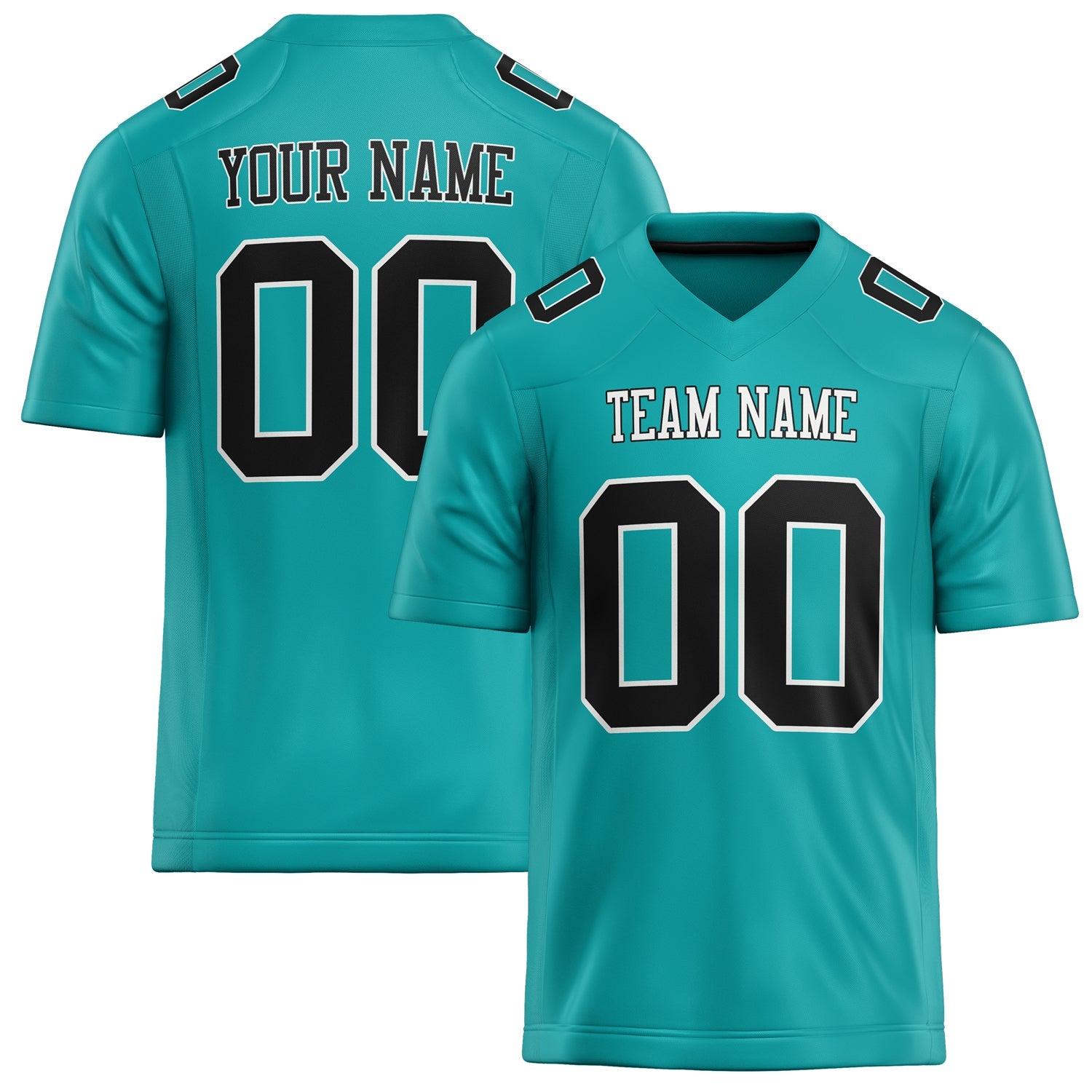 Custom Aqua Black Solid Colour Football Jersey FT02240730AQ005