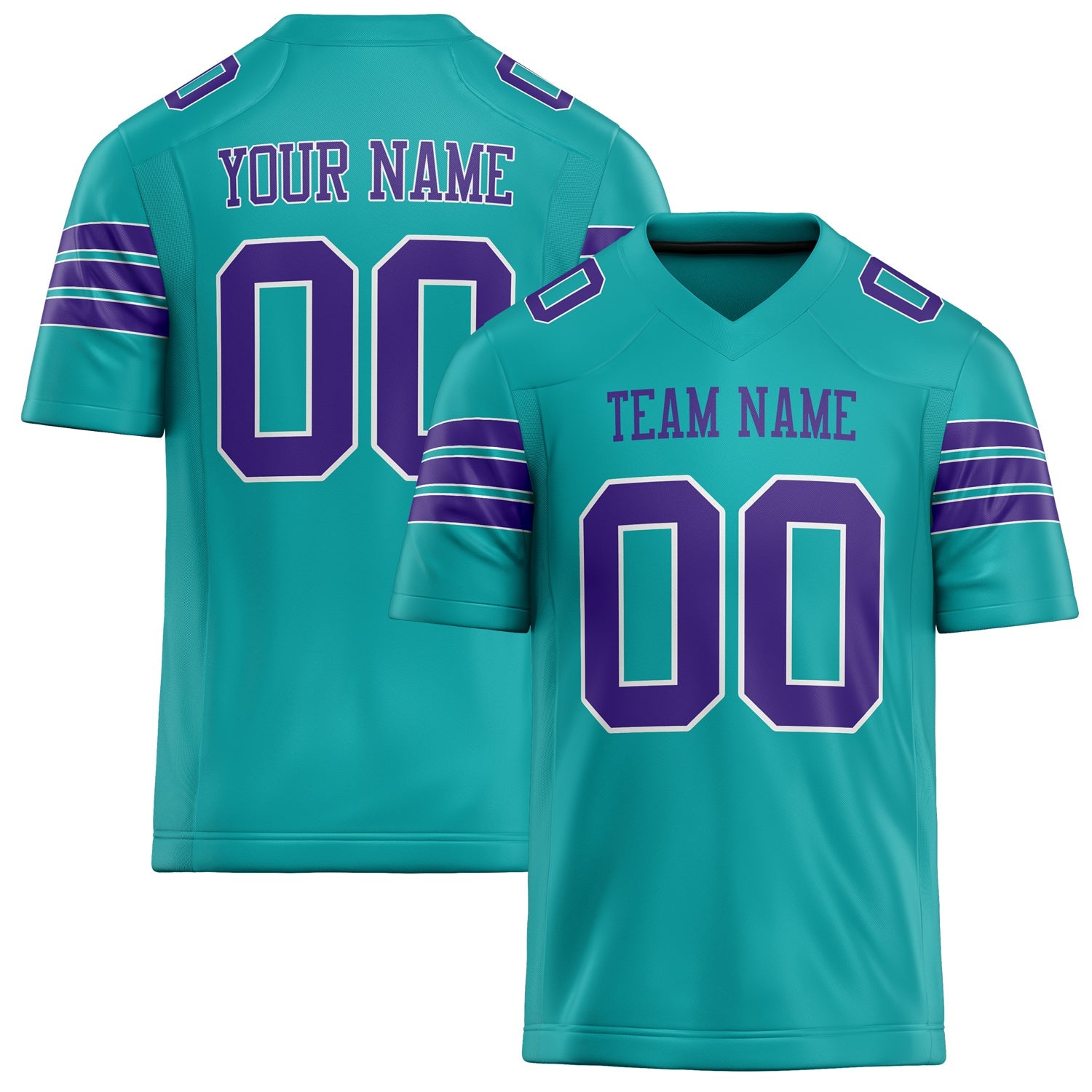 Custom Aqua Purple Solid Colour Football Jersey FT02240730AQ009