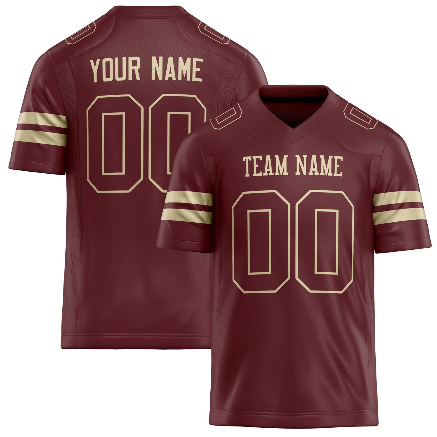 Custom Burgundy cream Solid Colour Football Jersey FT02240730BU062