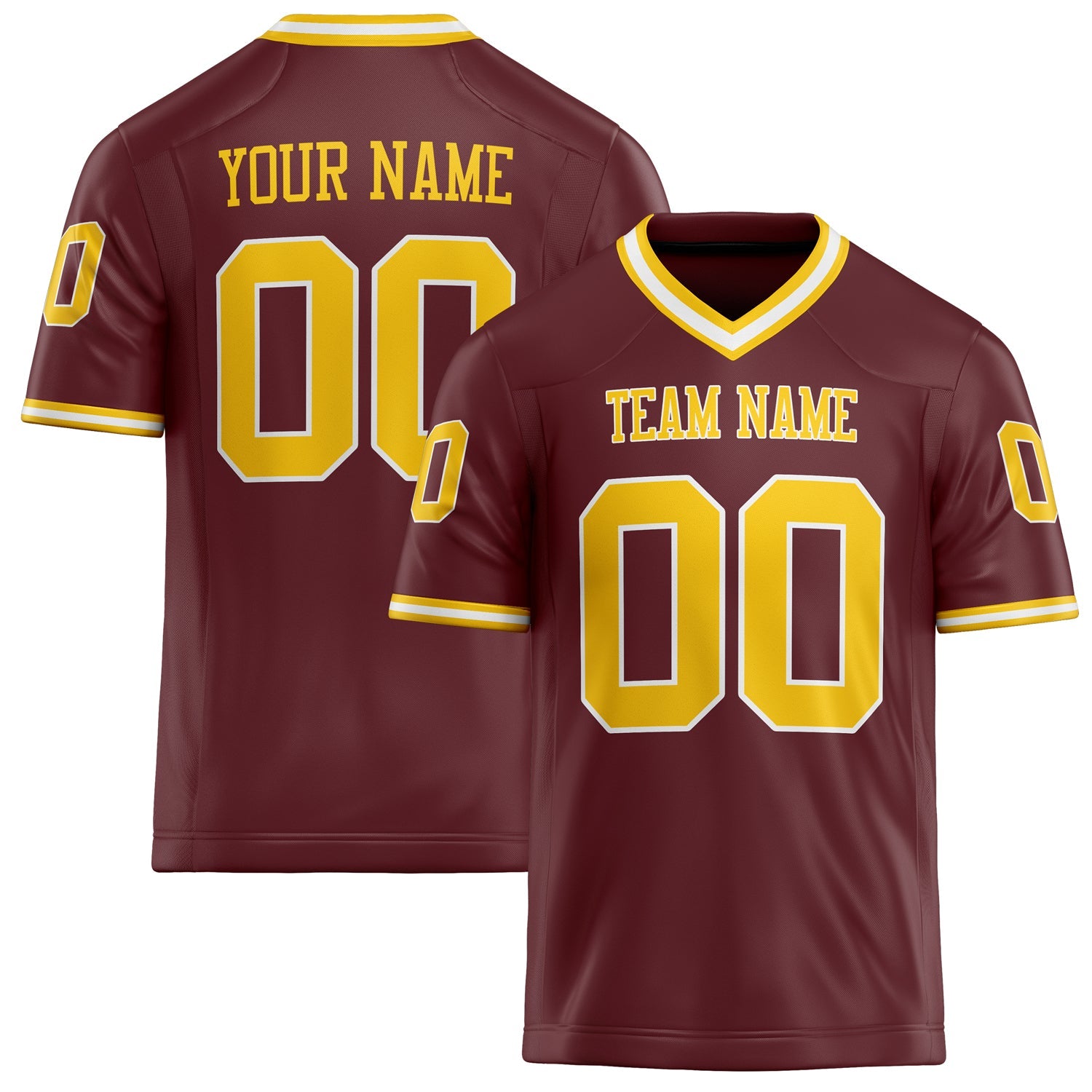 Custom Burgundy gold Solid Colour Football Jersey FT02240730BU068