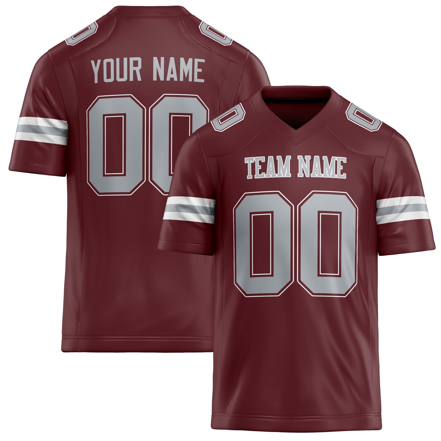 Custom Burgundy gray Solid Colour Football Jersey FT02240730BU077