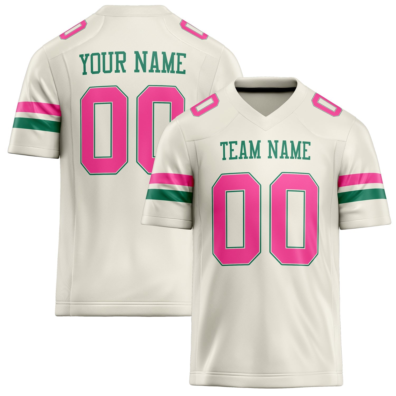 Custom Cream pink Solid Colour Football Jersey FT02240730CR100