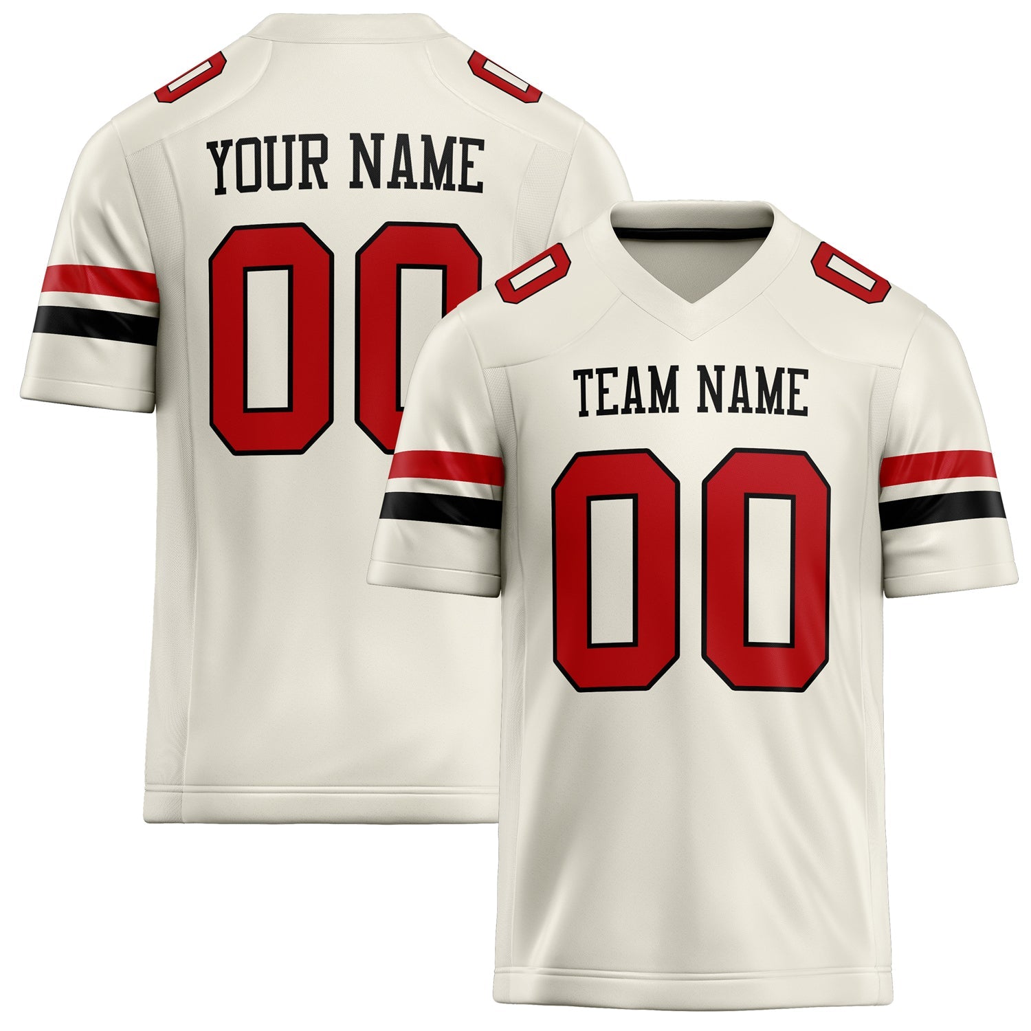 Custom Cream red Solid Colour Football Jersey FT02240730CR104