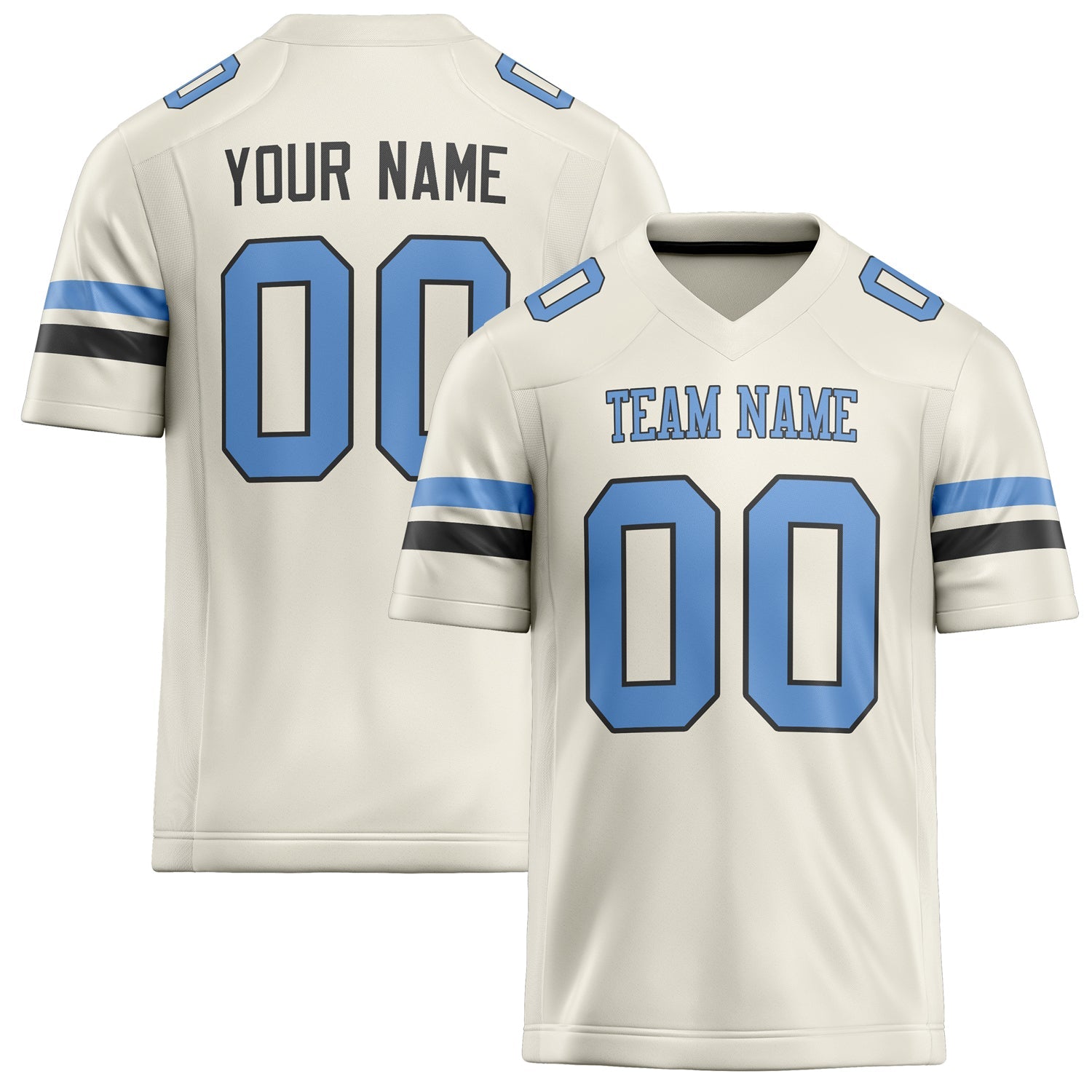 Custom Cream light blue Solid Colour Football Jersey FT02240730CR106