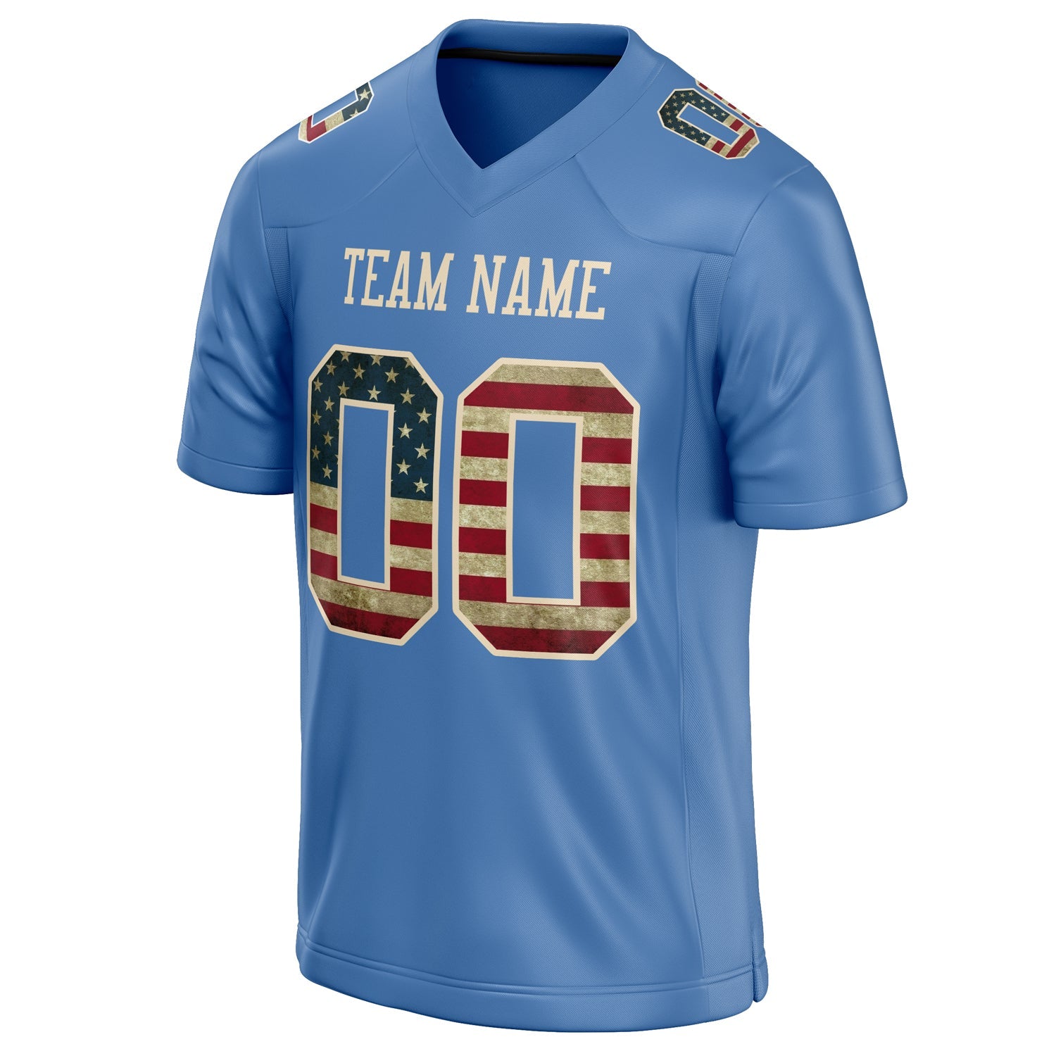 Custom Electric Blue cream Solid Colour Football Jersey