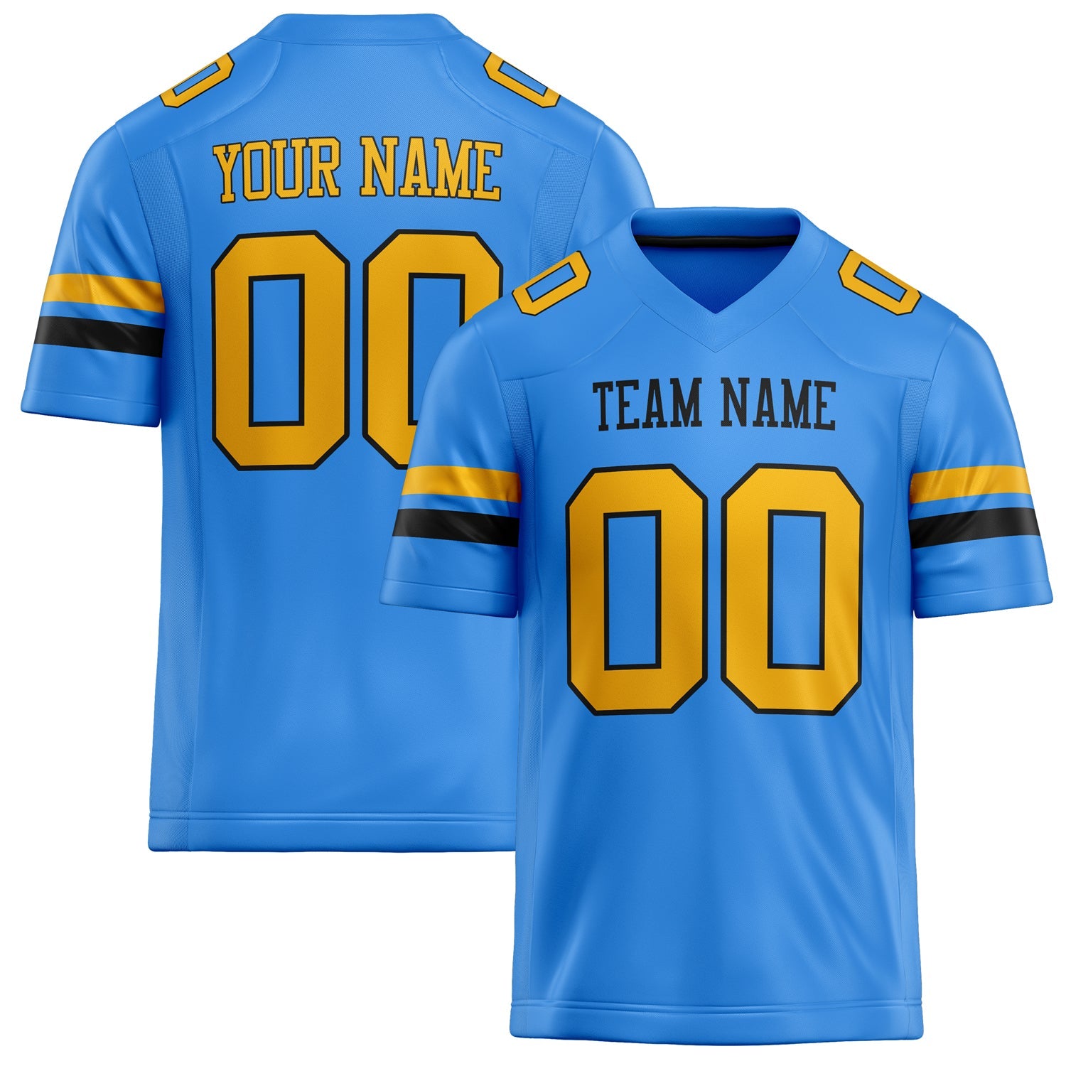 Custom Electric Blue gold Solid Colour Football Jersey FT02240730EL114