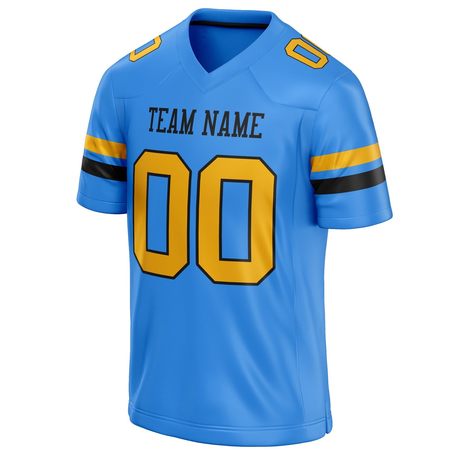 Custom Electric Blue gold Solid Colour Football Jersey