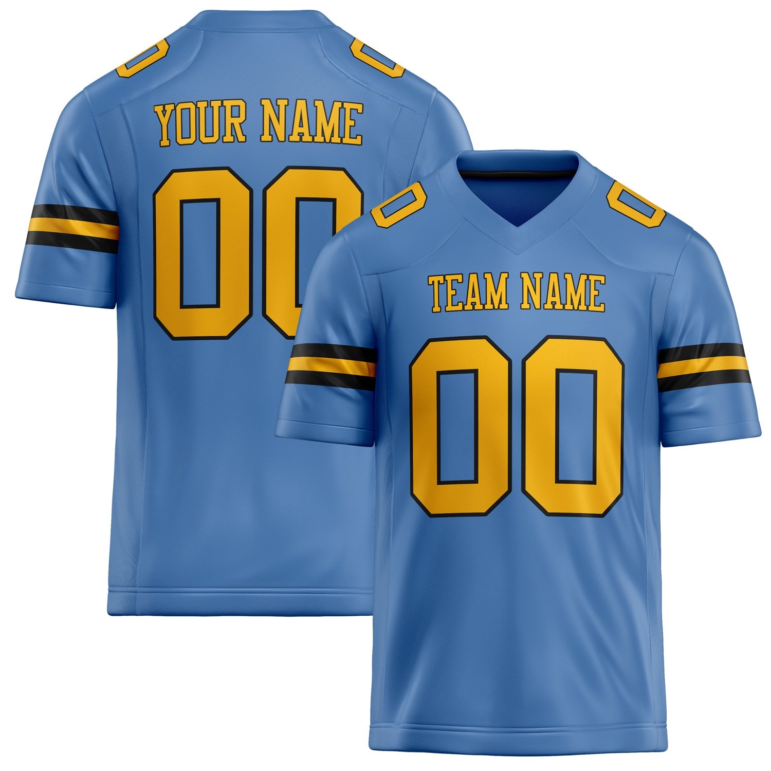 Custom Electric Blue gold Solid Colour Football Jersey FT02240730EL118