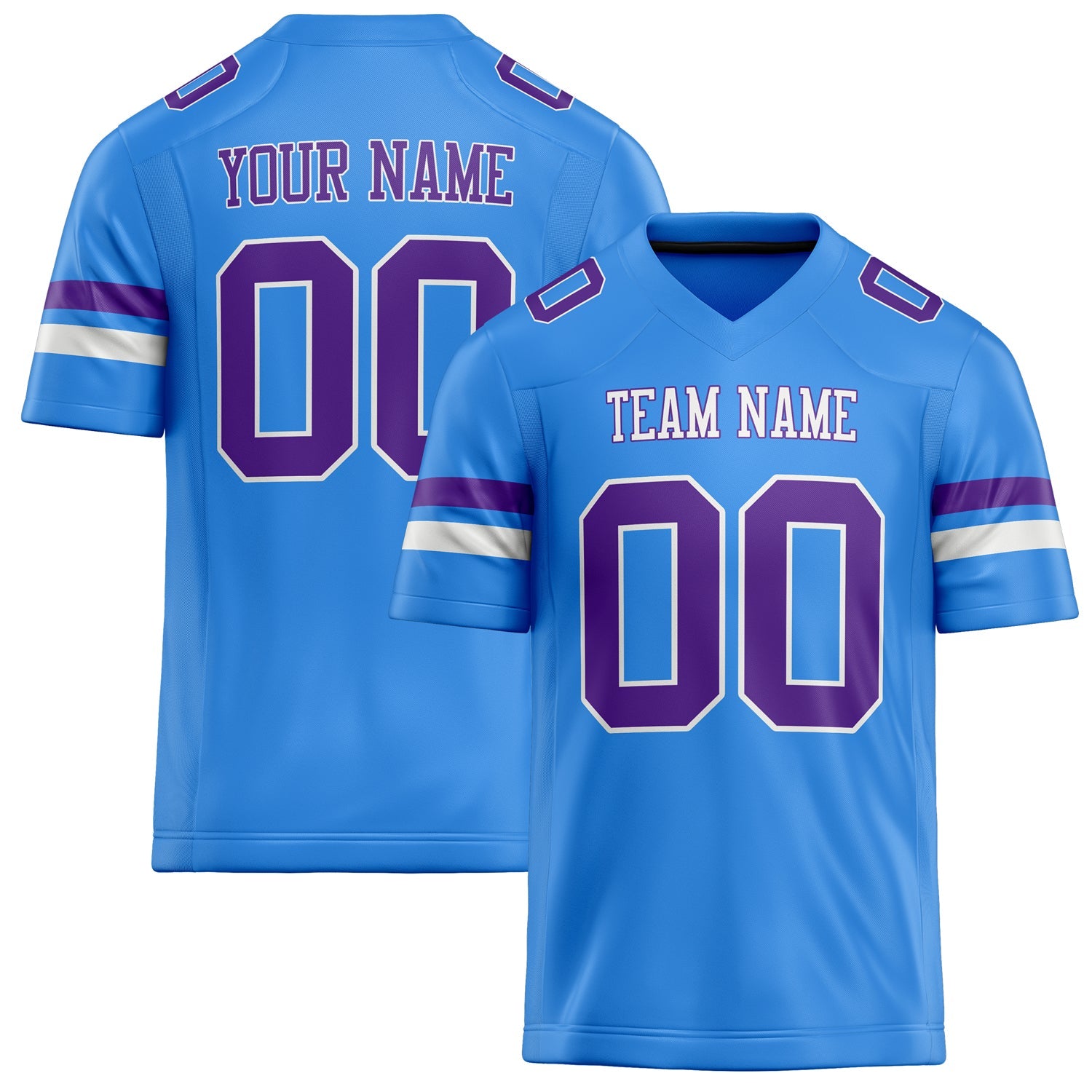 Custom Electric Blue Purple Solid Colour Football Jersey FT02240730EL121