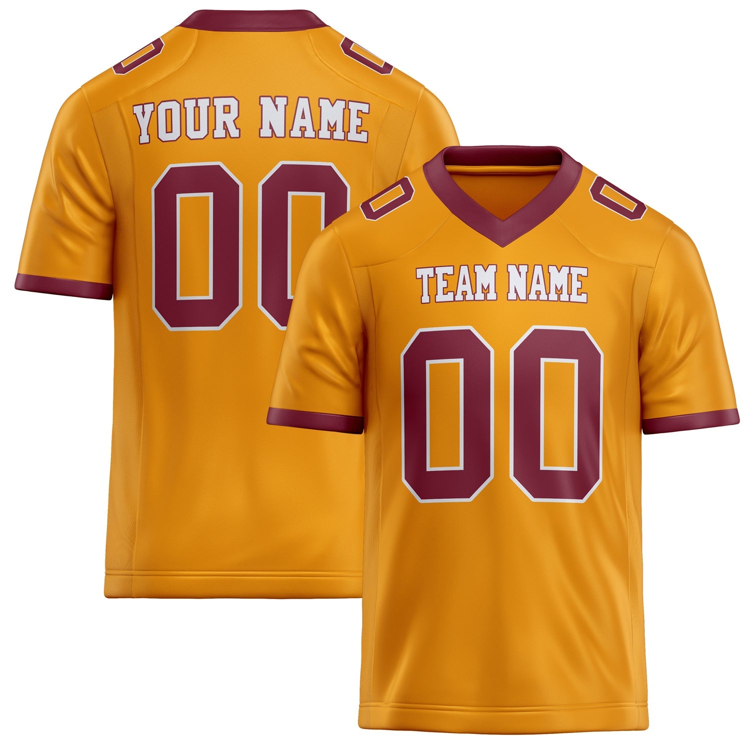 Custom Gold maroon Solid Colour Football Jersey FT02240730GO140