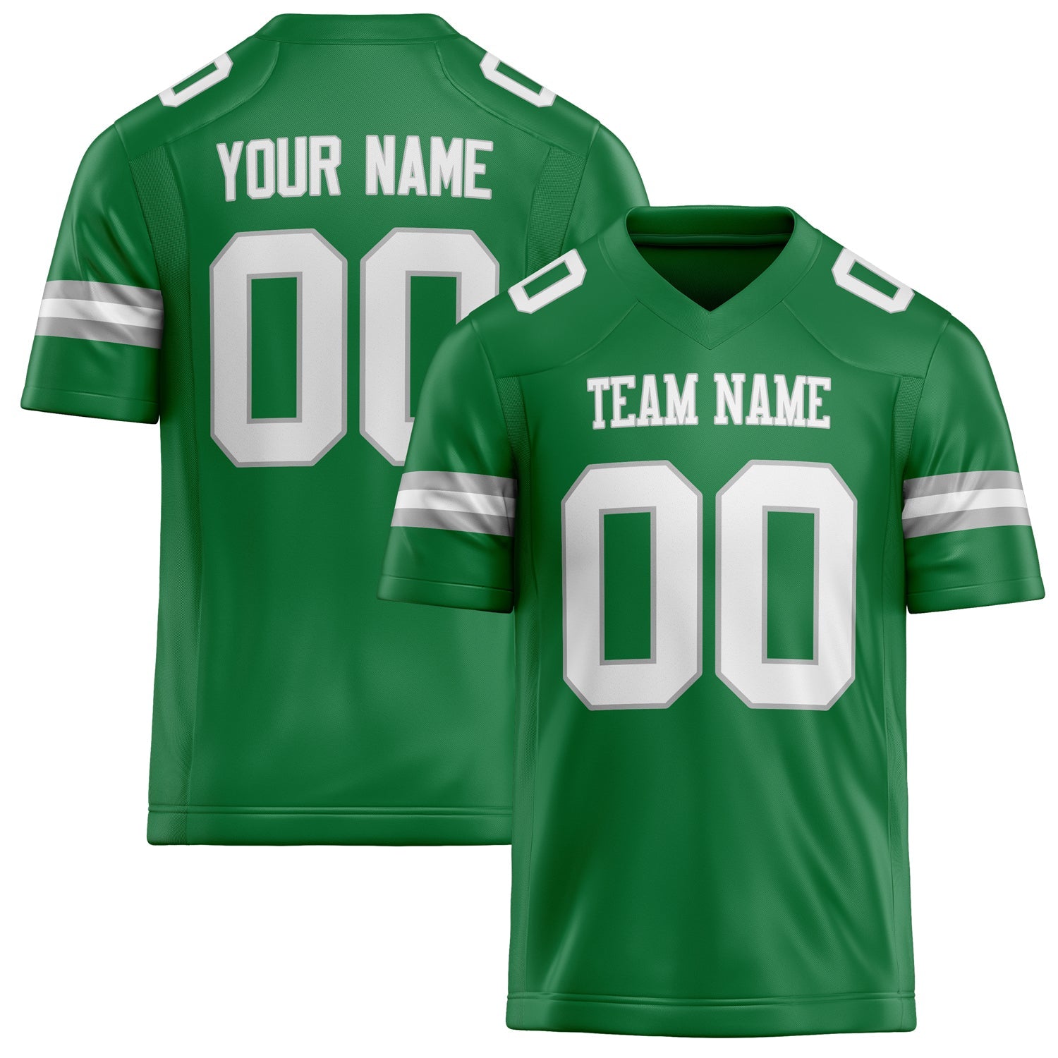 Custom Grass Green White Solid Colour Football Jersey FT02240730GR149