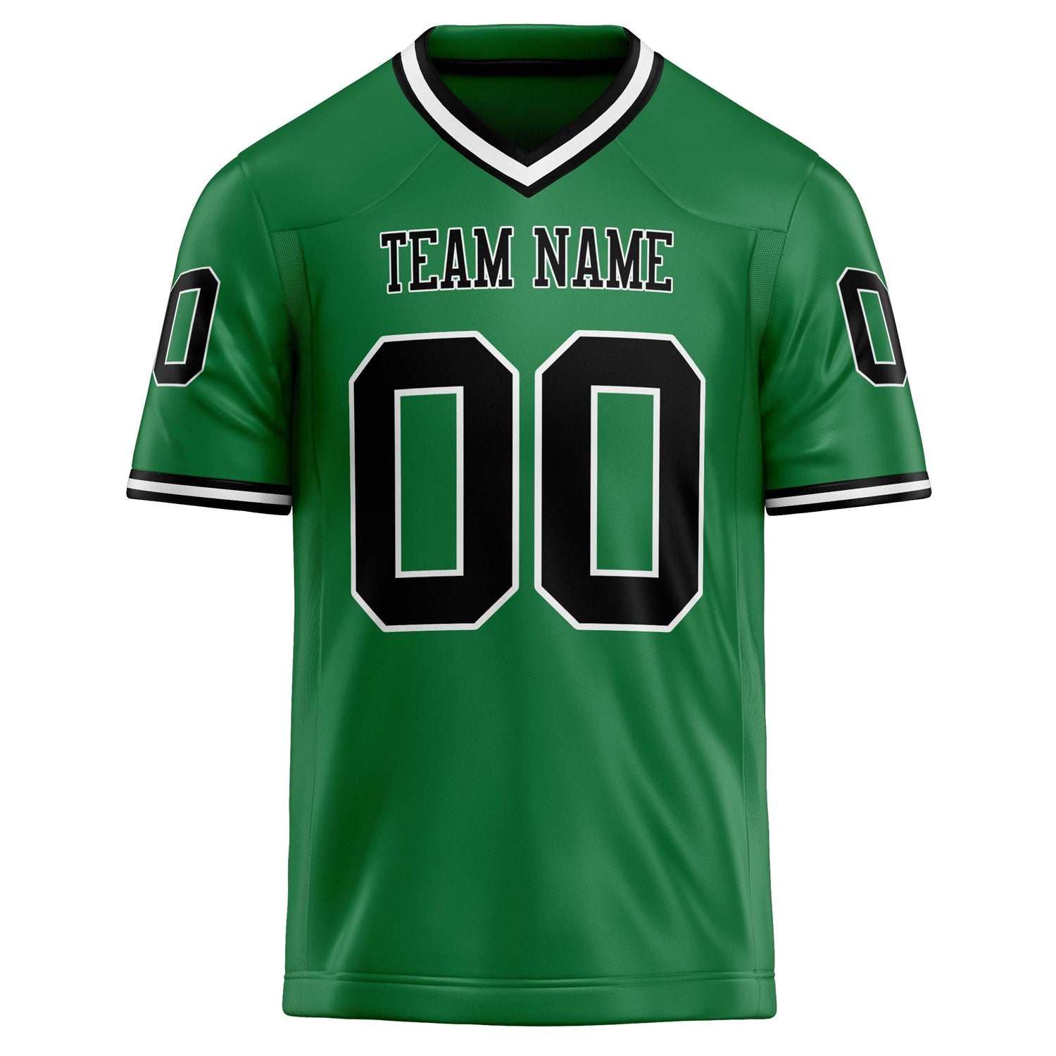 Custom Grass Green Black Solid Colour Football Jersey