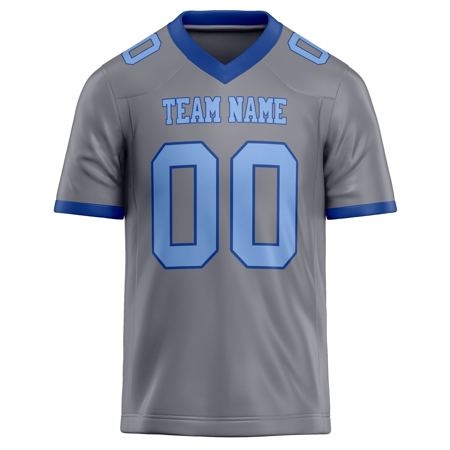 Custom Gray light blue Solid Colour Football Jersey