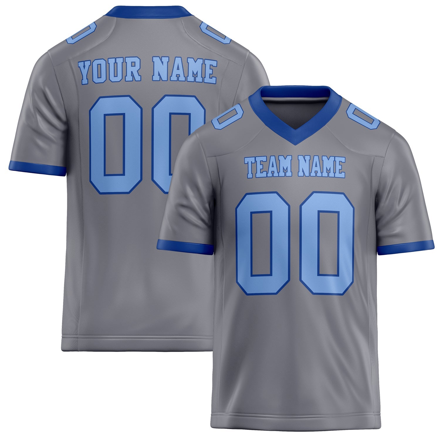 Custom Gray light blue Solid Colour Football Jersey FT02240730GR171