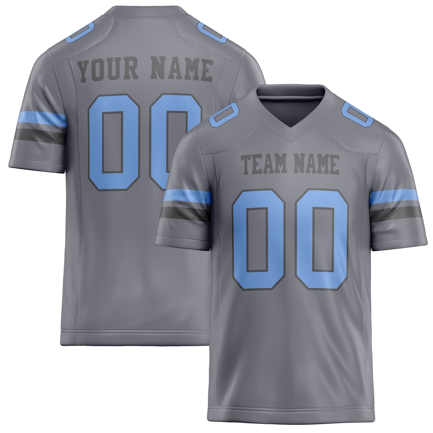 Custom Gray light blue Solid Colour Football Jersey FT02240730GR172